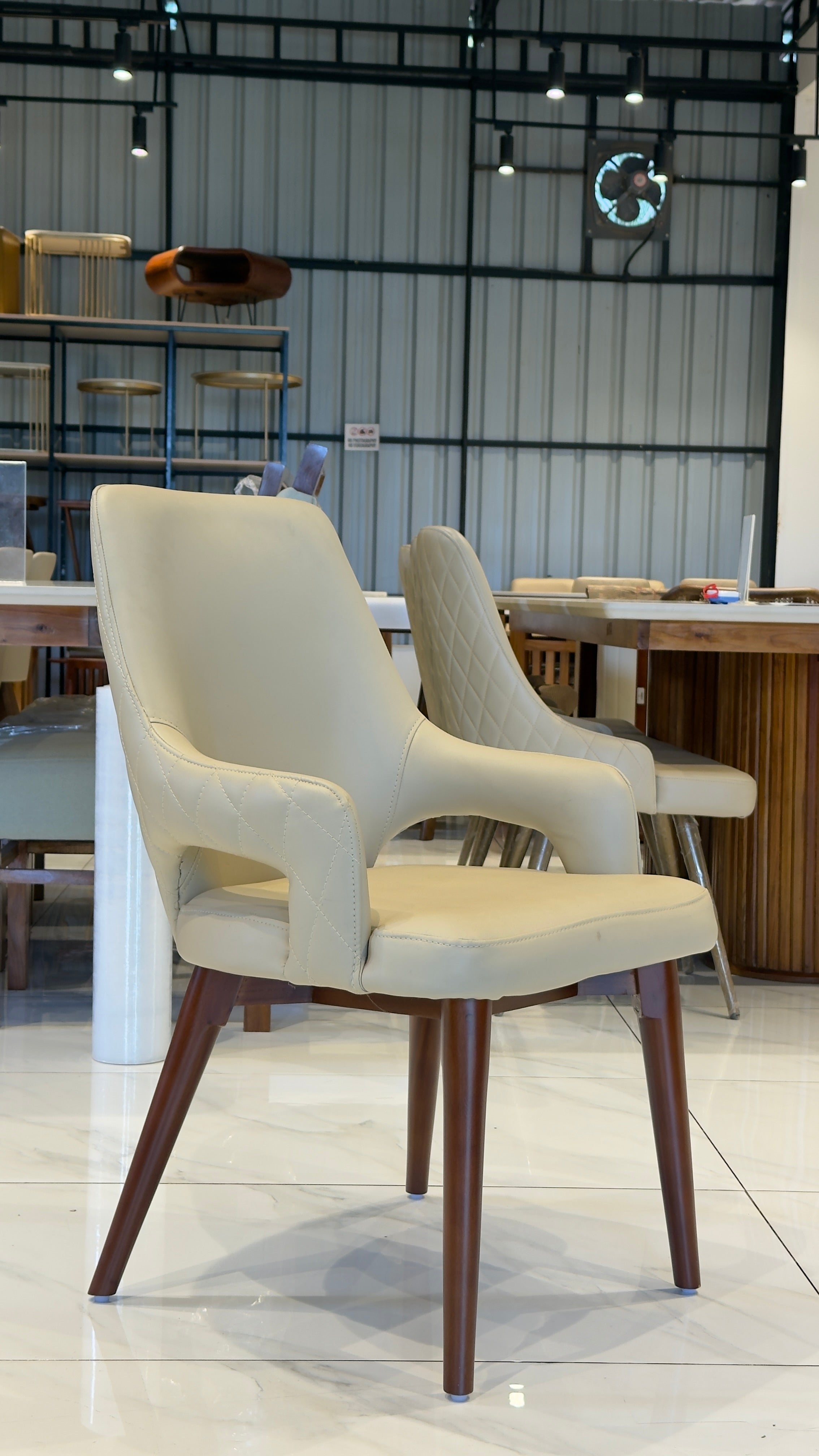 ECHO DINING CHAIR | MAHOGANY WOOD & REXIN UPHOLSTERY