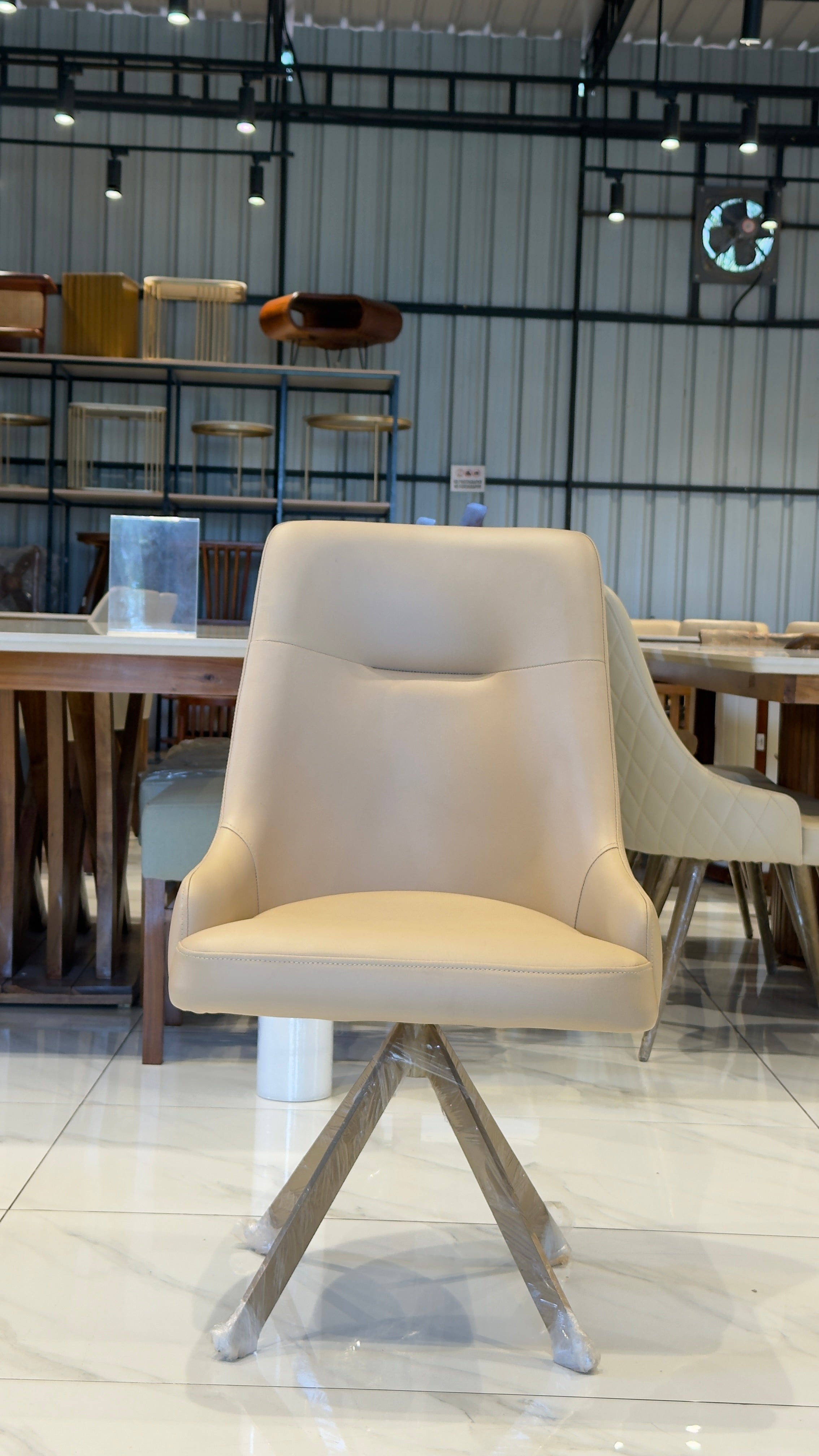 AXIS DINING CHAIR | METAL LEGS & REXIN UPHOLSTERY
