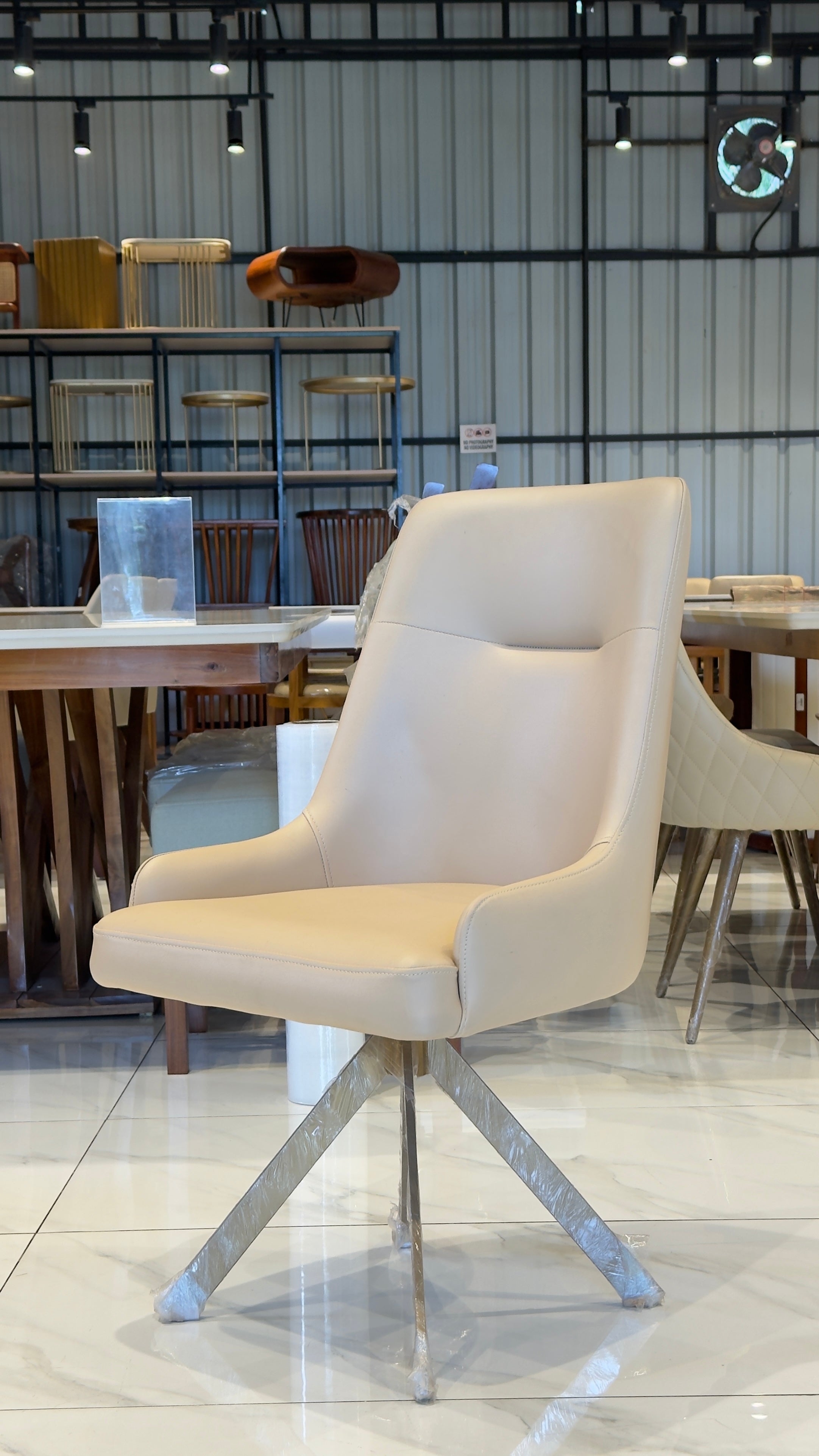 AXIS DINING CHAIR | METAL LEGS & REXIN UPHOLSTERY