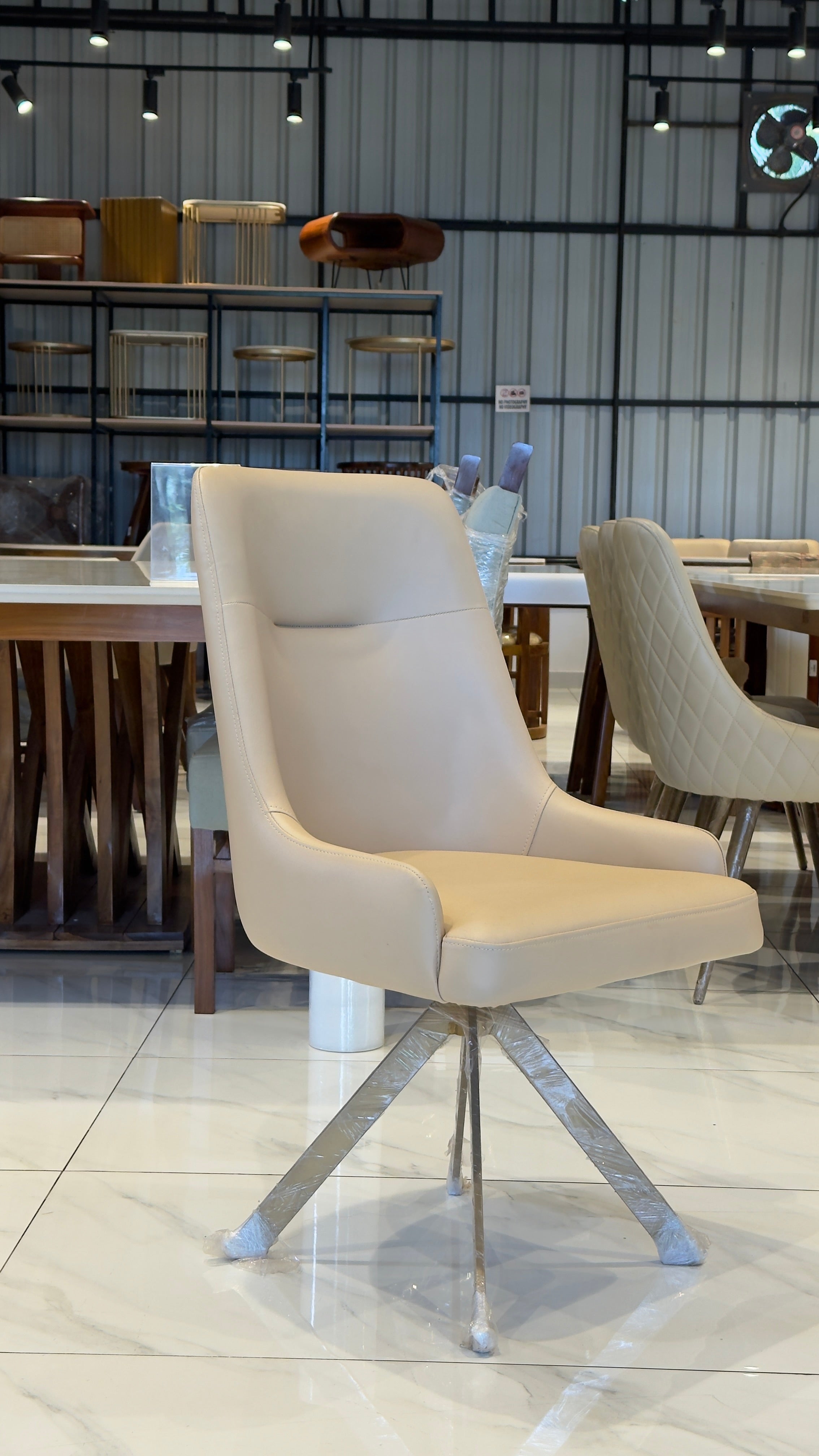 AXIS DINING CHAIR | METAL LEGS & REXIN UPHOLSTERY
