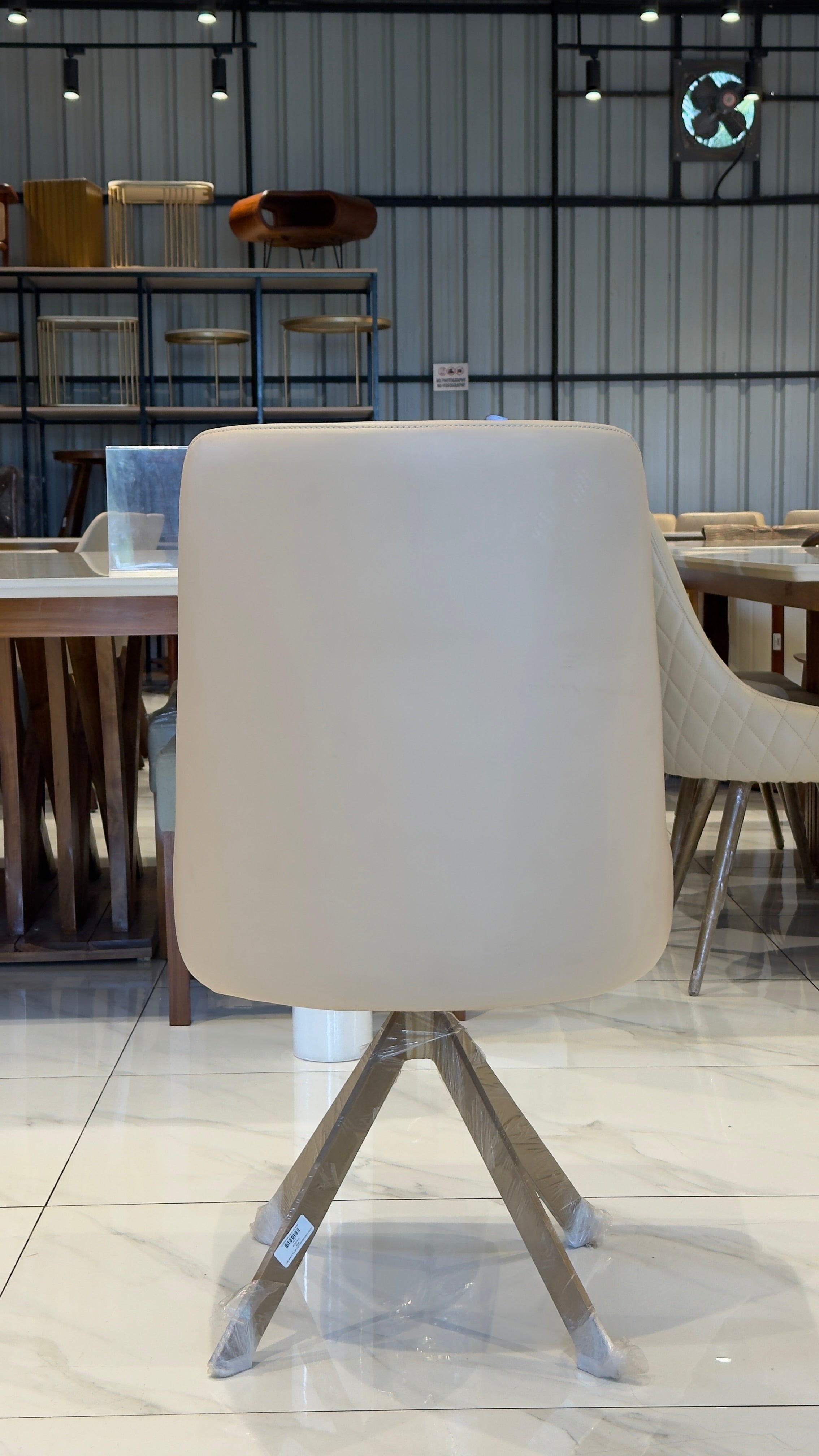 AXIS DINING CHAIR | METAL LEGS & REXIN UPHOLSTERY