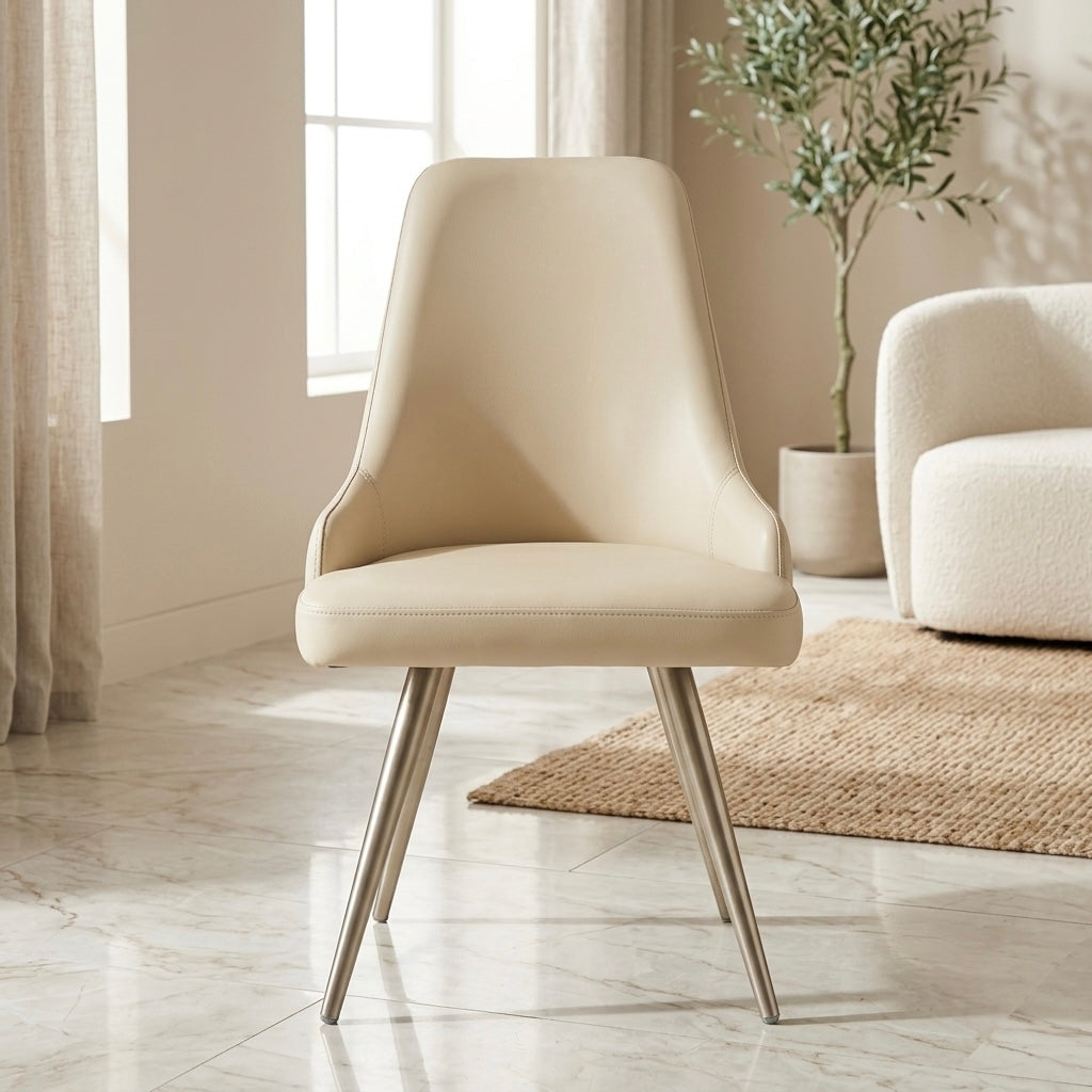 MION DINING CHAIR | METAL LEGS & REXIN UPHOLSTERY
