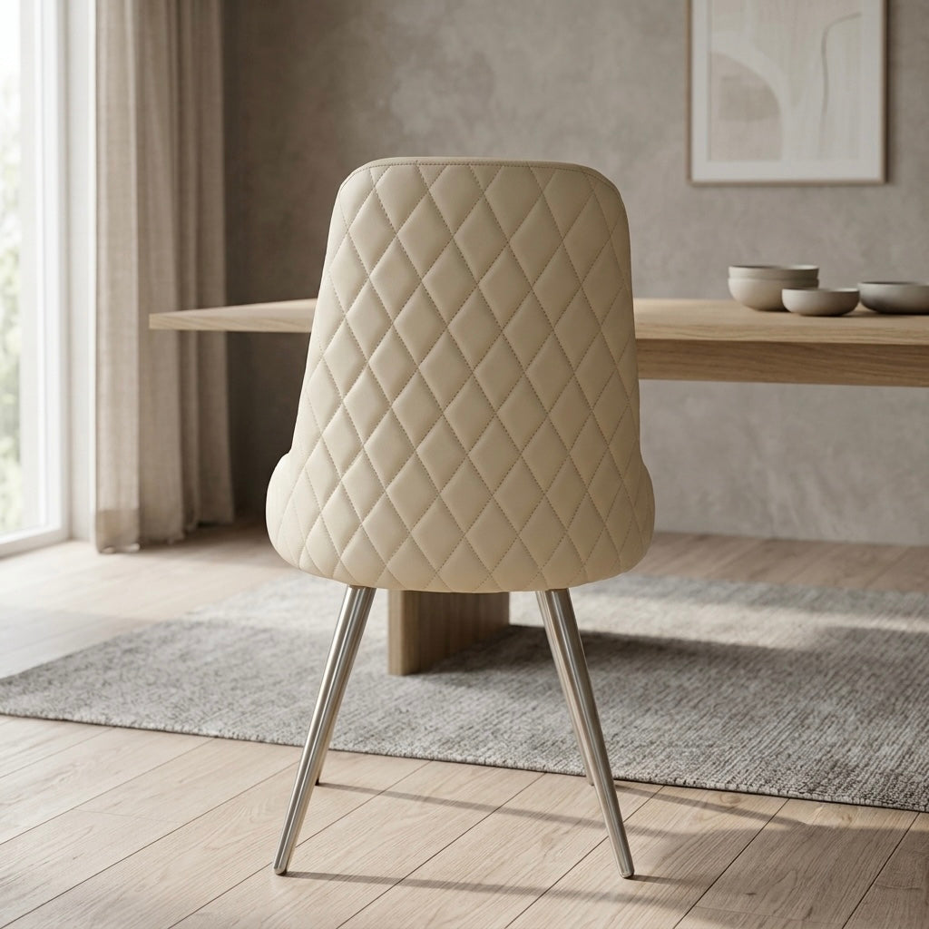 MION DINING CHAIR | METAL LEGS & REXIN UPHOLSTERY