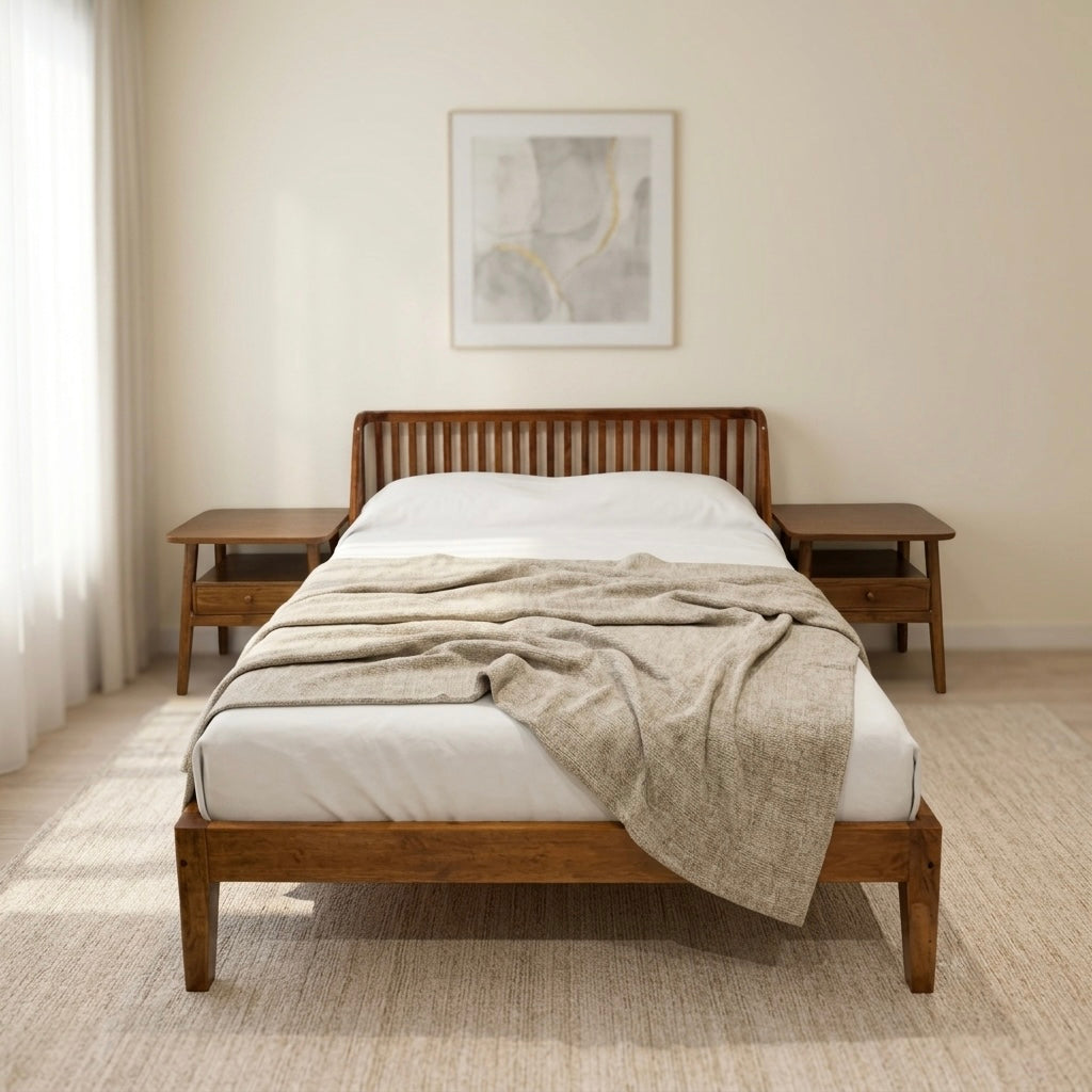 PATEK COT WITH SIDE BOX SET  QUEEN SIZE  – Premium Cot ACACIA  & Sidebox   Collection