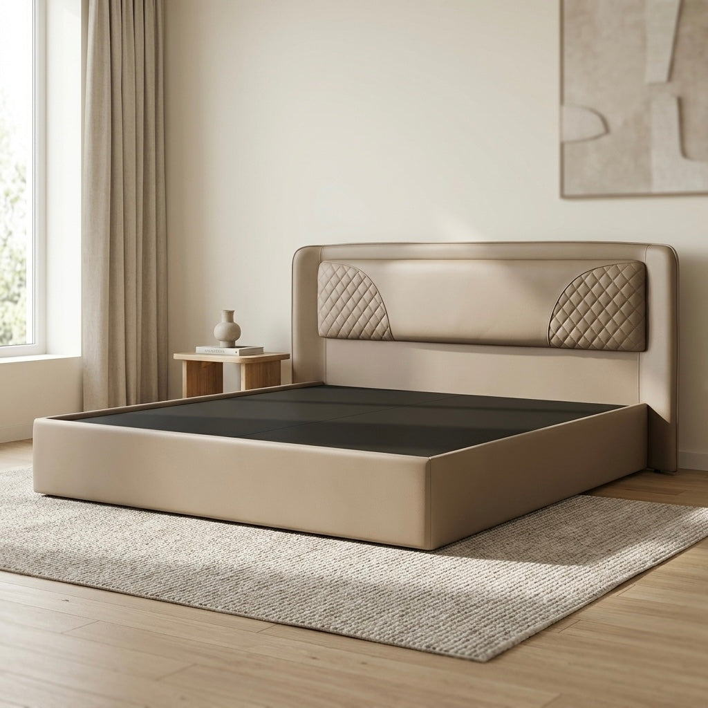 COXLEY KING SIZE COT | FULL ART LEATHER UPHOLSTERY