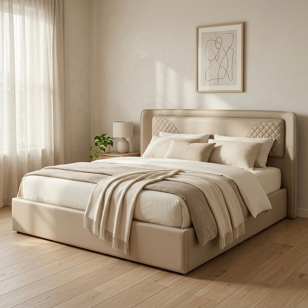 COXLEY KING SIZE COT | FULL ART LEATHER UPHOLSTERY