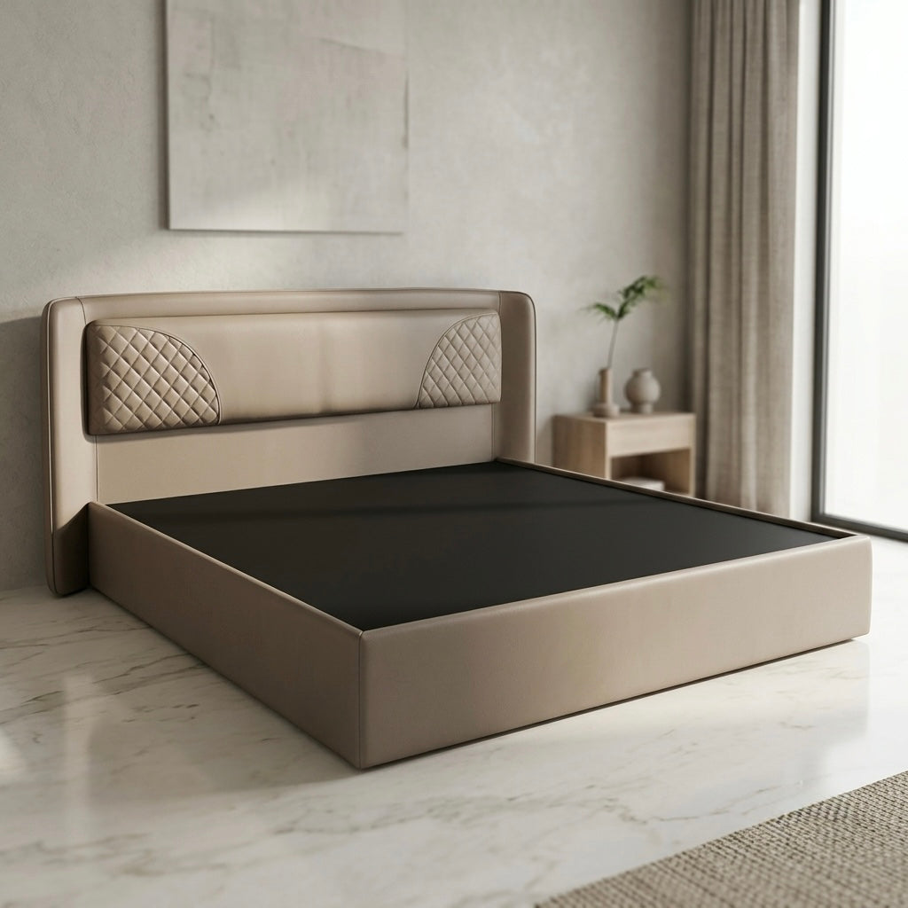 COXLEY KING SIZE COT | FULL ART LEATHER UPHOLSTERY