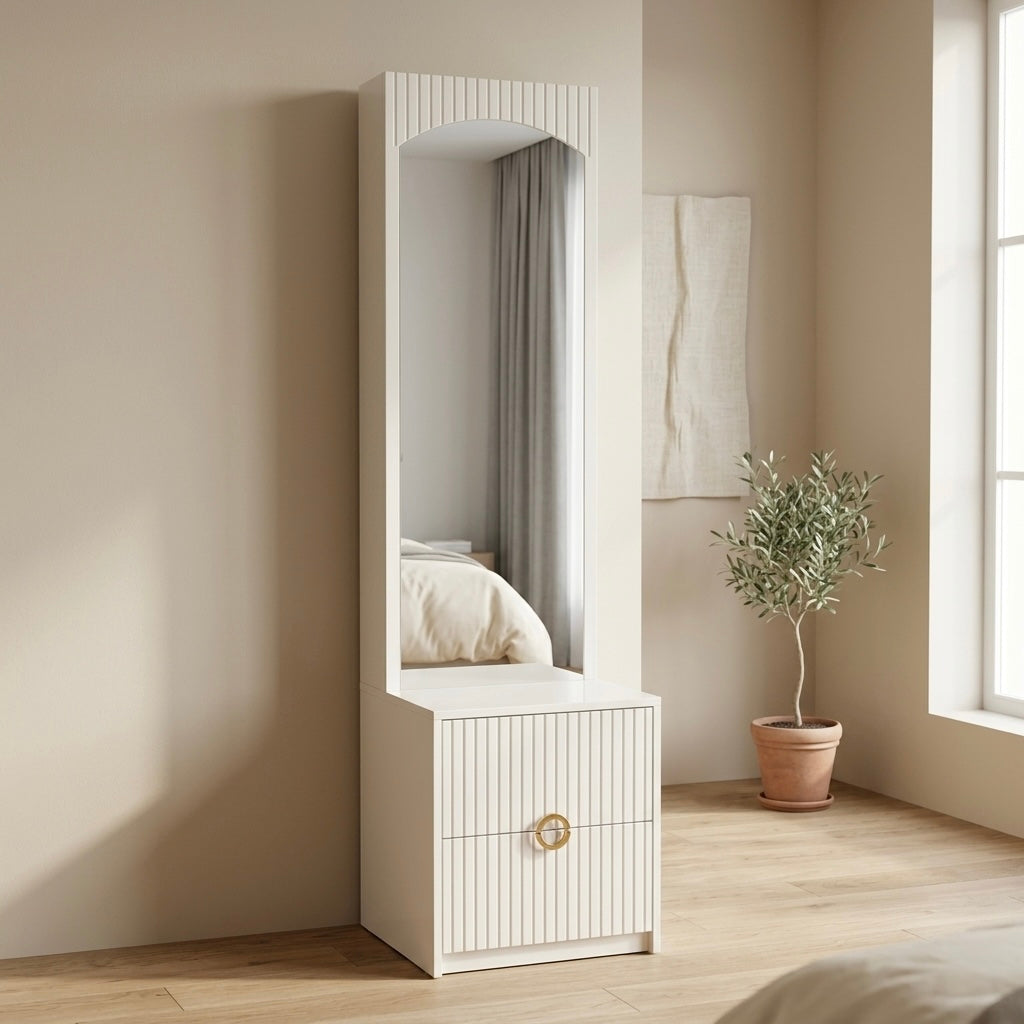 ARCH CURVE 4-DOOR KING SIZE BEDROOM SET | PREMIUM HDF BOARD | IVORY COLOUR