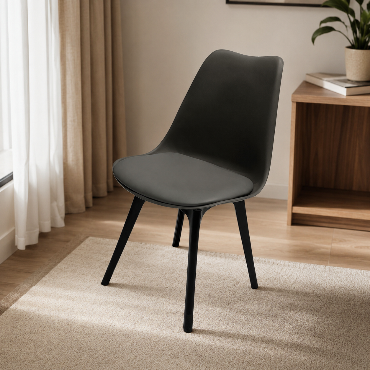 SLEEN FIBRE SITOUT CHAIR | WITH CUSHION | BLACK