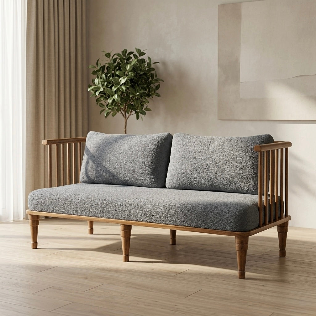 Classy Sofa Set – 3+1+1 Teak Wood Frame & Suede Fabric | 5-Year Warranty