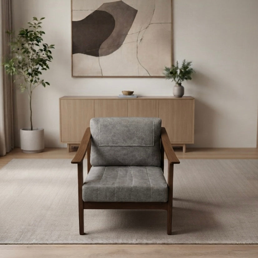 DOMS SOFA SET | SOLID TEAK WOOD & SUEDE FABRIC | 80-MONTH WARRANTY