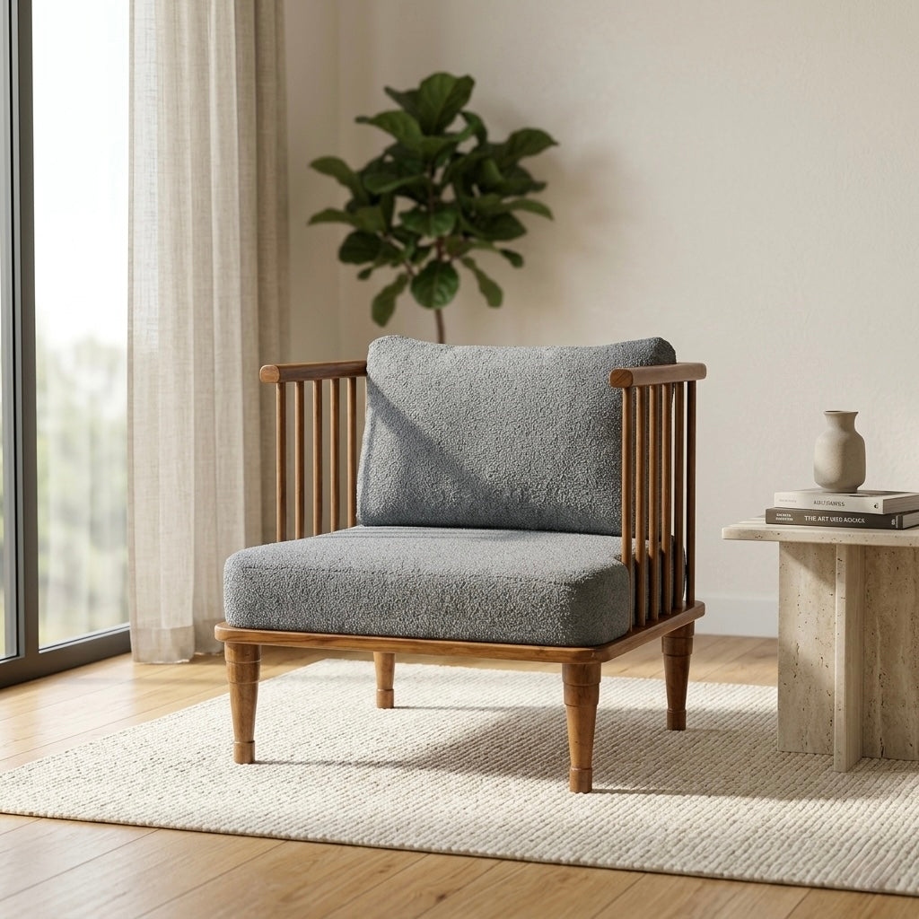 Classy Sofa Set – 3+1+1 Teak Wood Frame & Suede Fabric | 5-Year Warranty