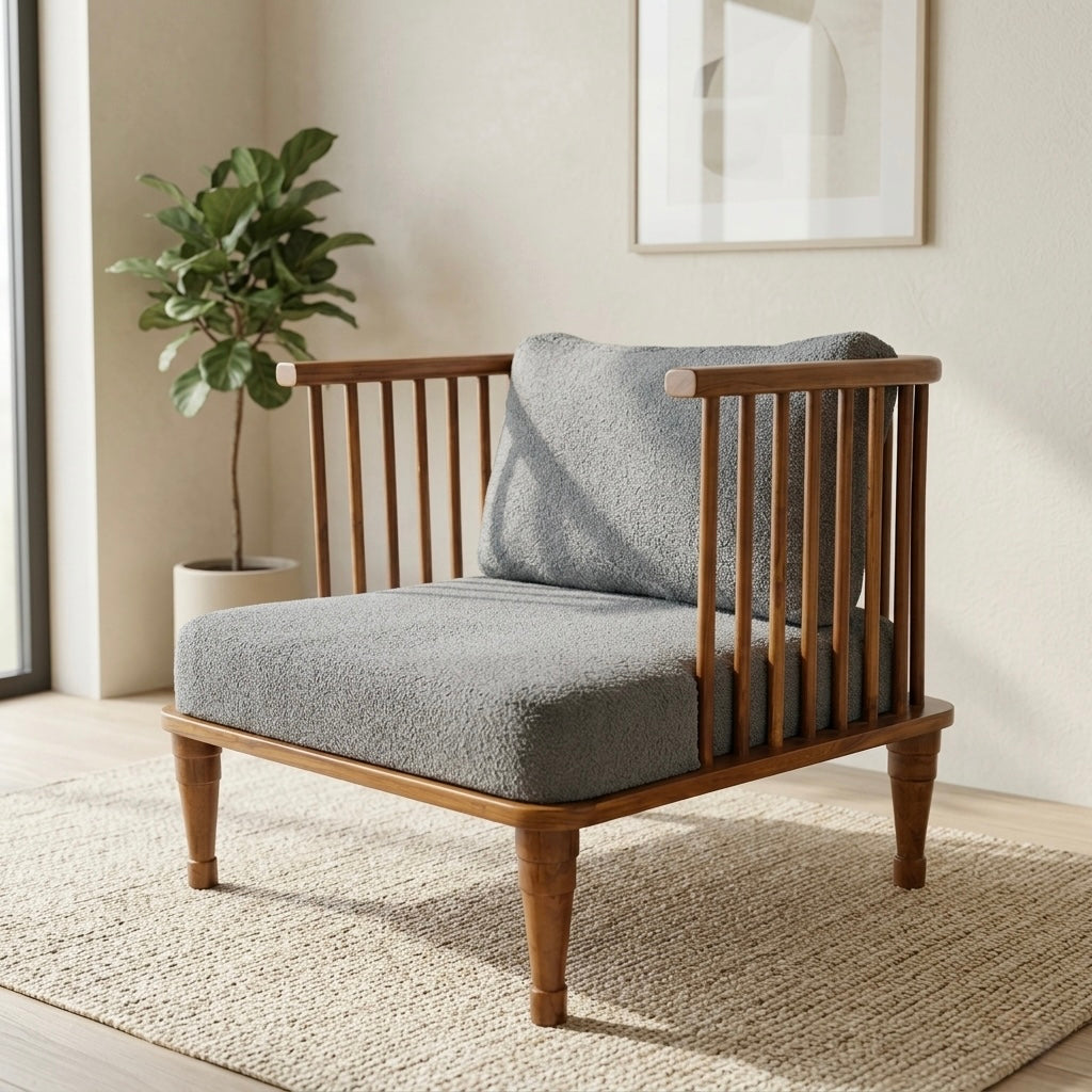 Classy Sofa Set – 3+1+1 Teak Wood Frame & Suede Fabric | 5-Year Warranty