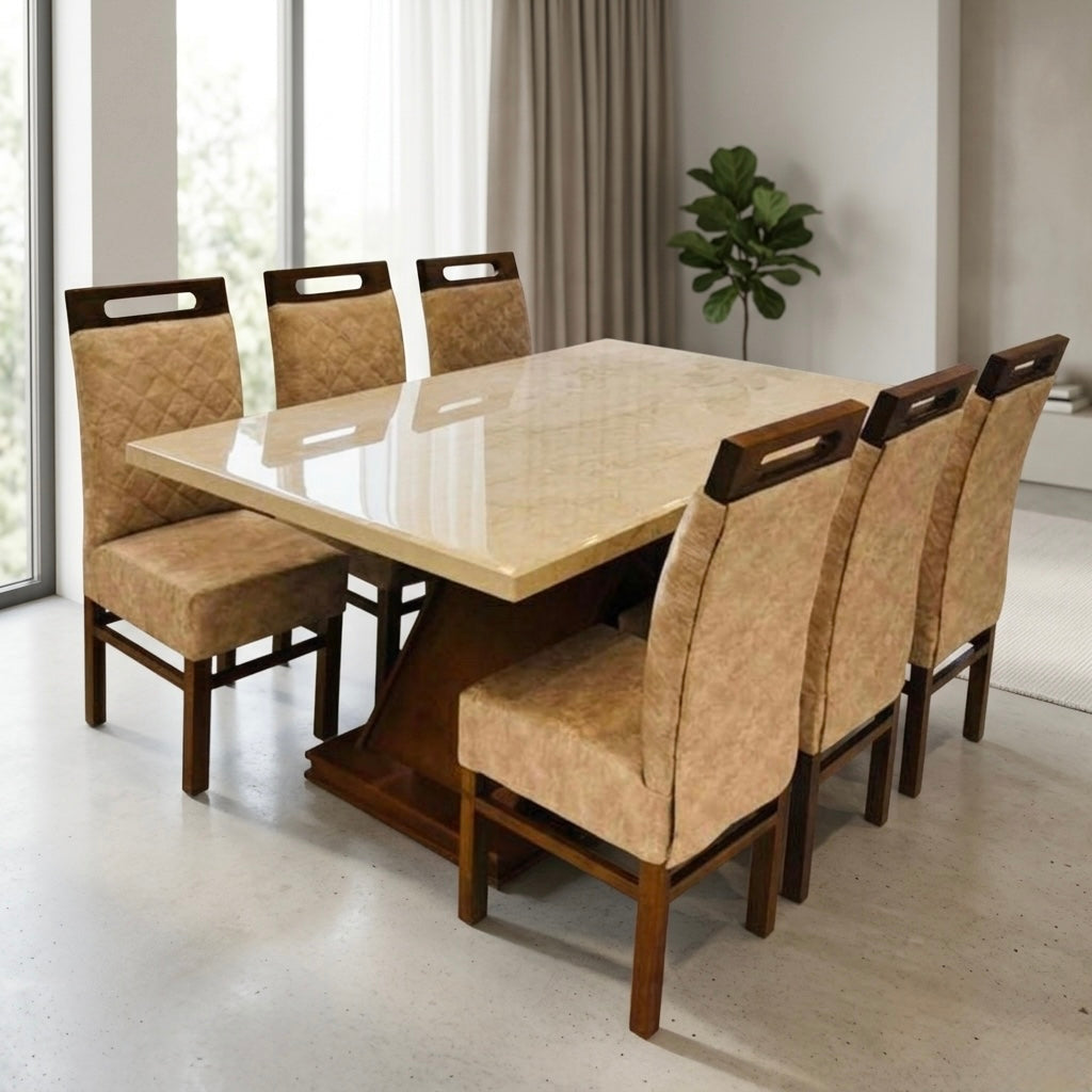 Hano Dining Set – Solid Acacia Wood | 6-Seater | 5-Year Warranty