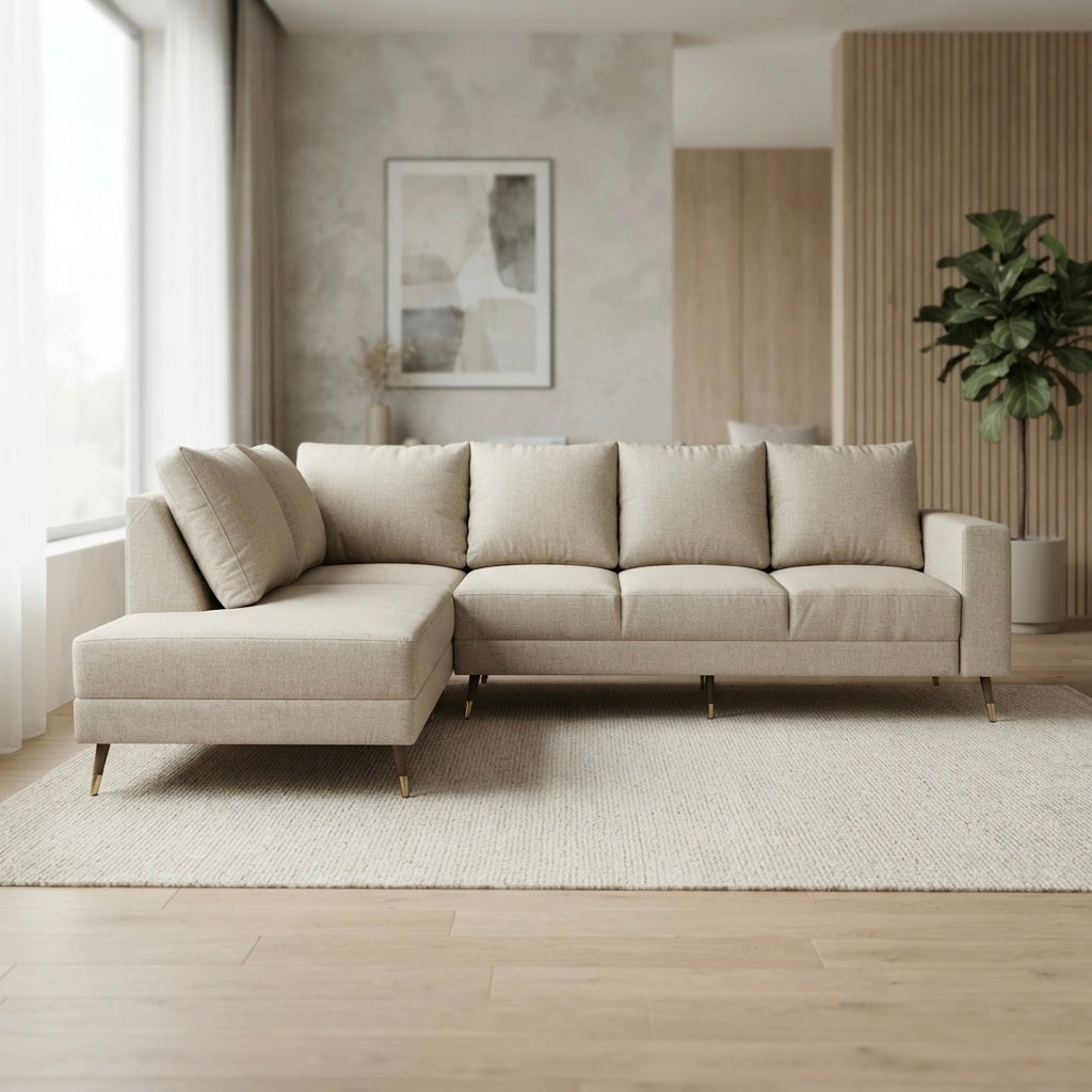 CLASSIC LAUNCHER SOFA SET | WOOD FRAME & SUEDE FABRIC | OFF WHITE
