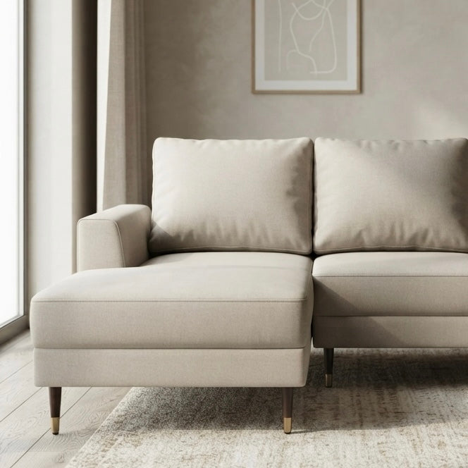 CLASSIC LAUNCHER SOFA SET | WOOD FRAME & SUEDE FABRIC | OFF WHITE