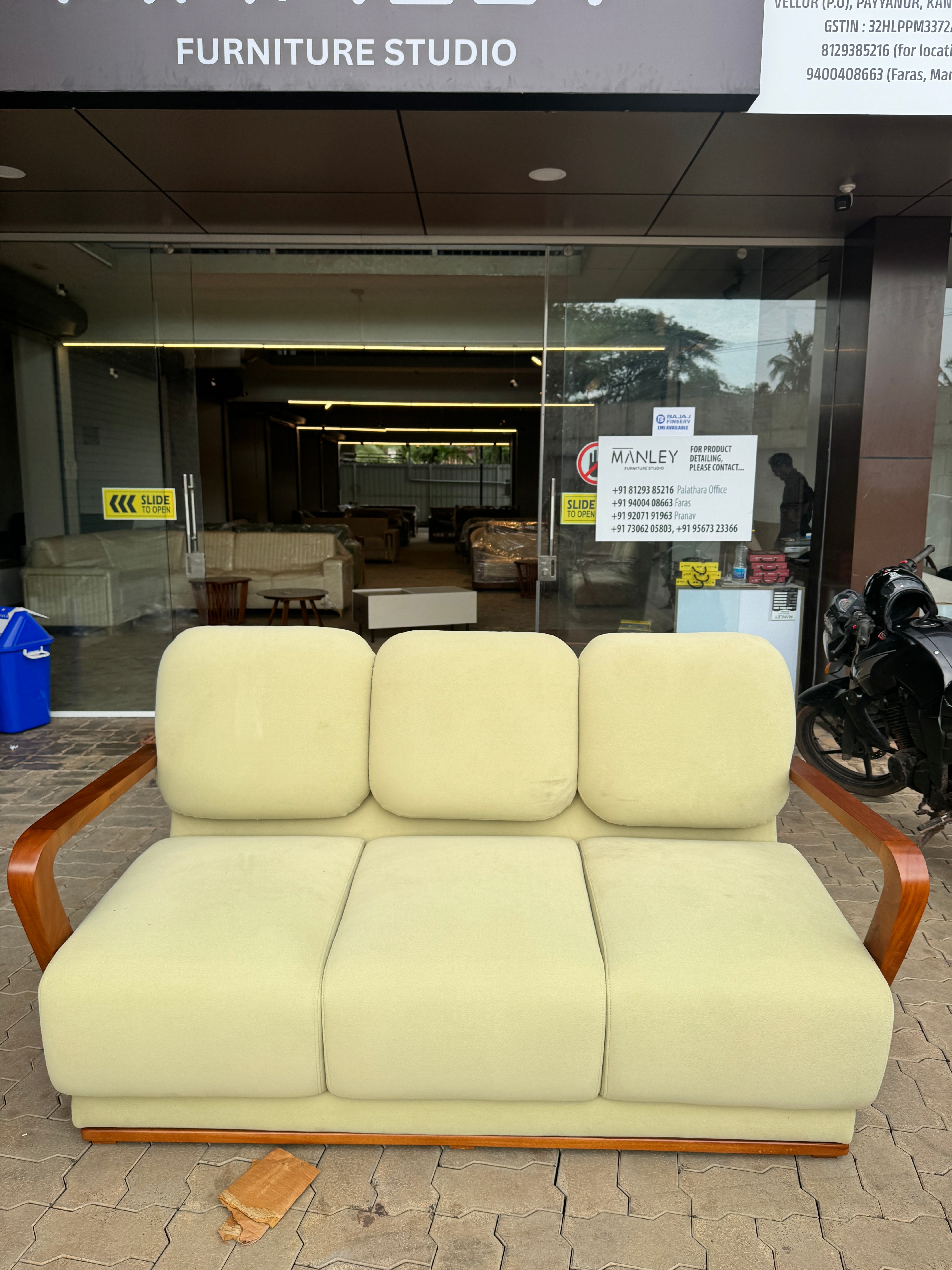 LINORA 3+1+1 GREEN COLOUR-TREATED MAHAGONY WOOD WITH FABRIC