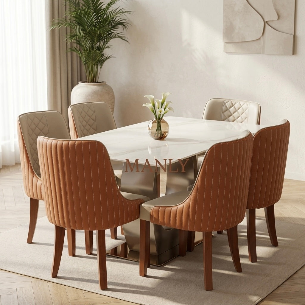 PRIME 6 SEATER 6X3.5 DINING SET -TREATED MAHAGONY WITH CERAMIC TOP