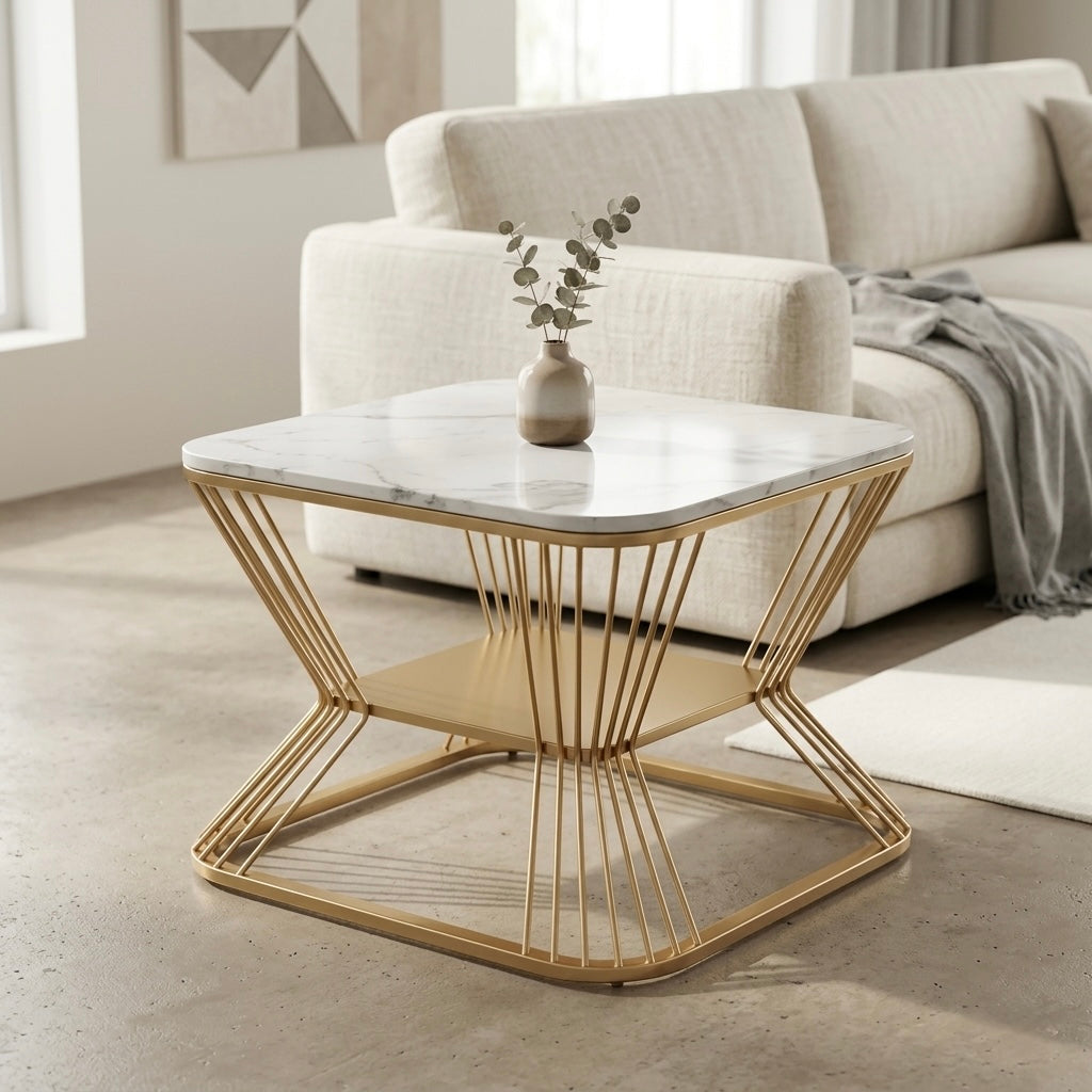 SQUARE PANDORA TEAPOY | CERAMIC TOP & METAL FRAME | COFFEE TABLE