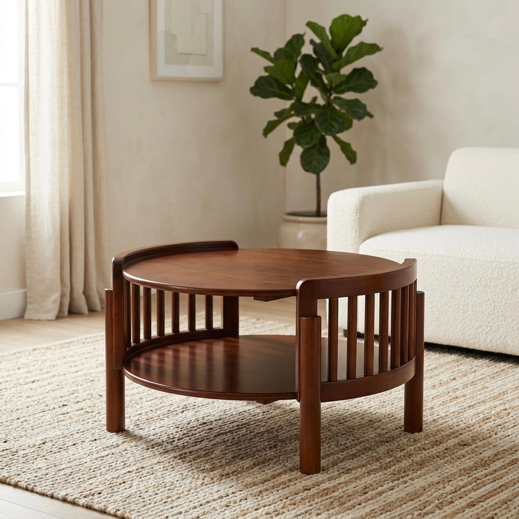 STANDING COFFEE TABLE | TREATED MAHOGANY WOOD