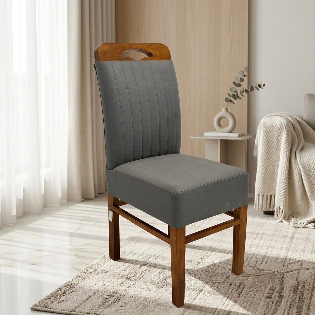 LIYER DINING CHAIR | MAHOGANY WOOD & FABRIC