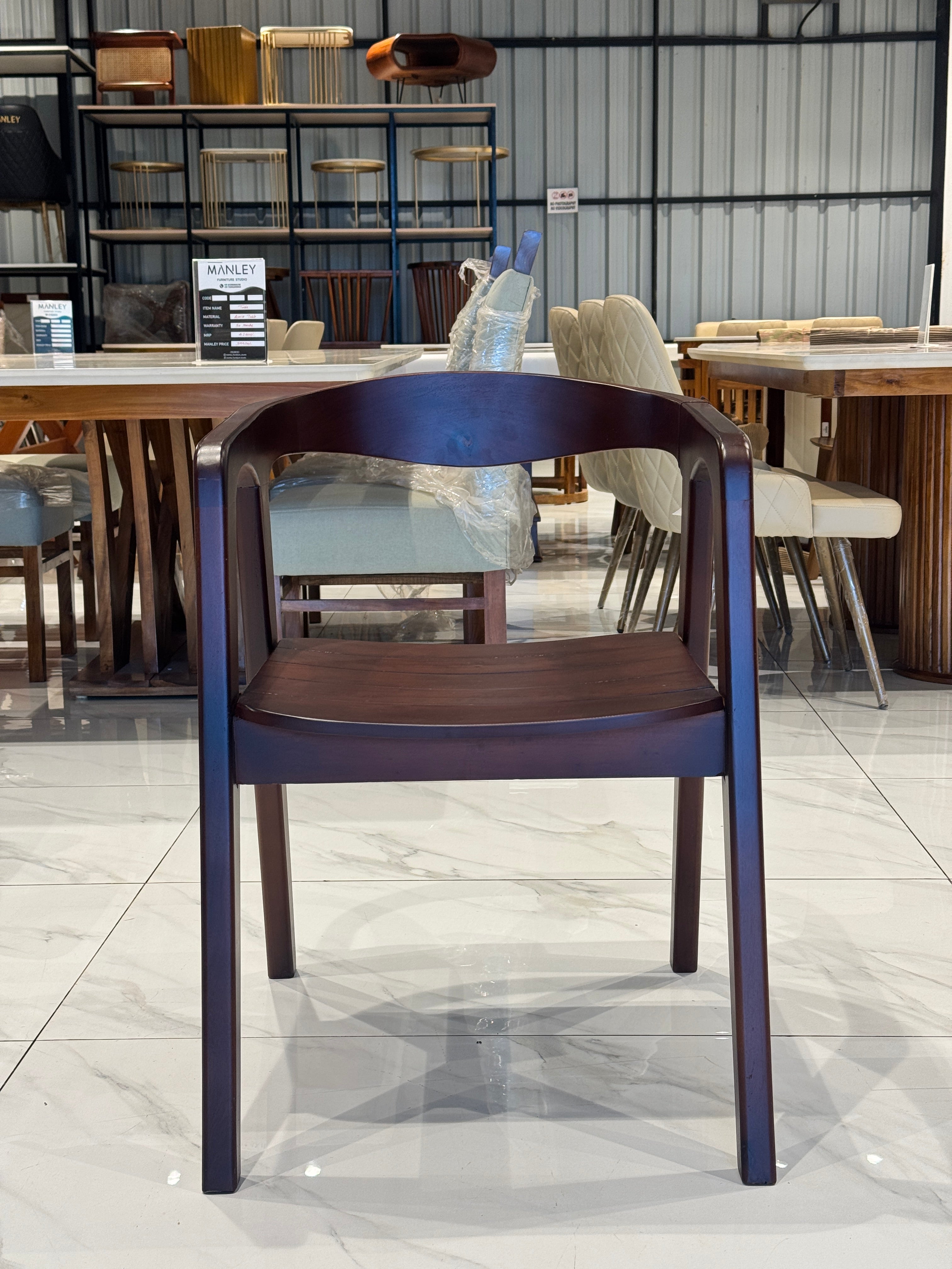 TREATED SITOUT CHAIR | SOLID MAHOGANY WOOD | DARK BROWN