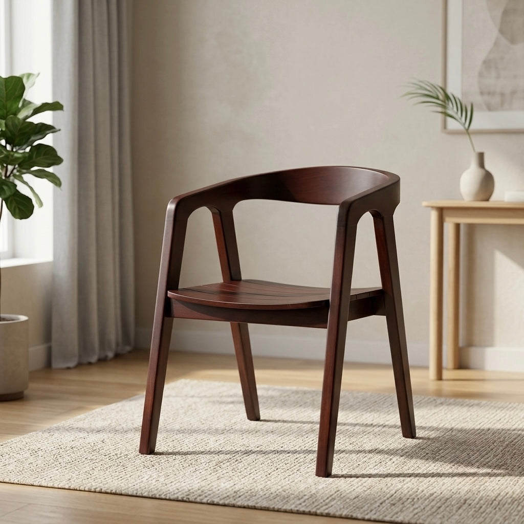 TREATED SITOUT CHAIR | SOLID MAHOGANY WOOD | DARK BROWN