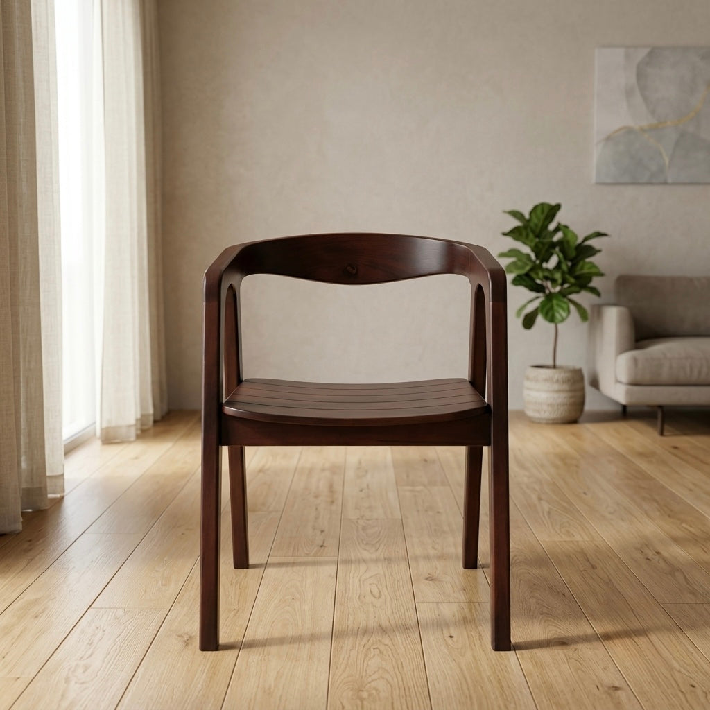 TREATED SITOUT CHAIR | SOLID MAHOGANY WOOD | DARK BROWN