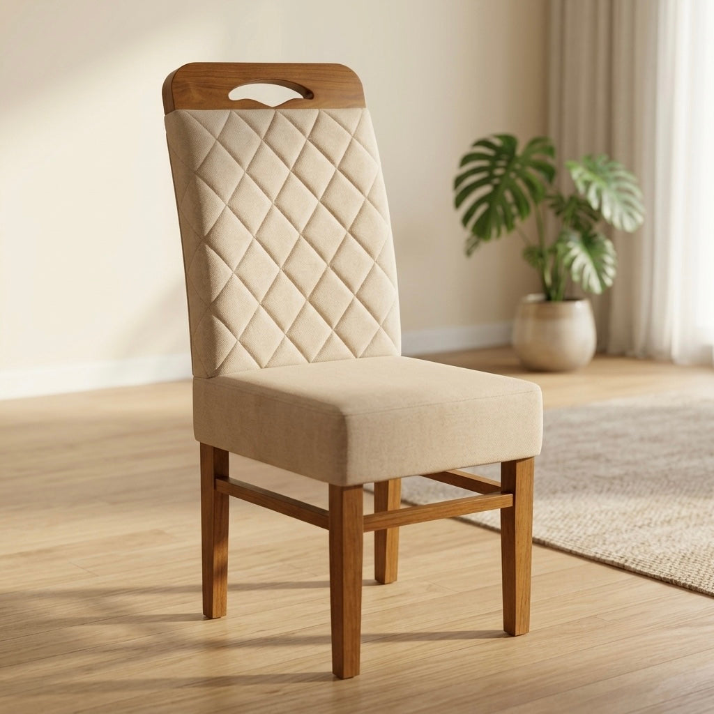 ALAXY CHAIR | MAHOGANY WOOD & FABRIC | CREAM