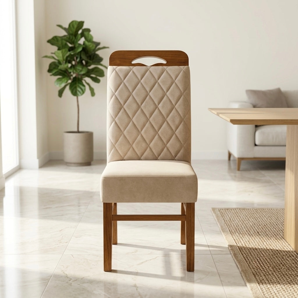 ALAXY CHAIR | MAHOGANY WOOD & FABRIC | CREAM