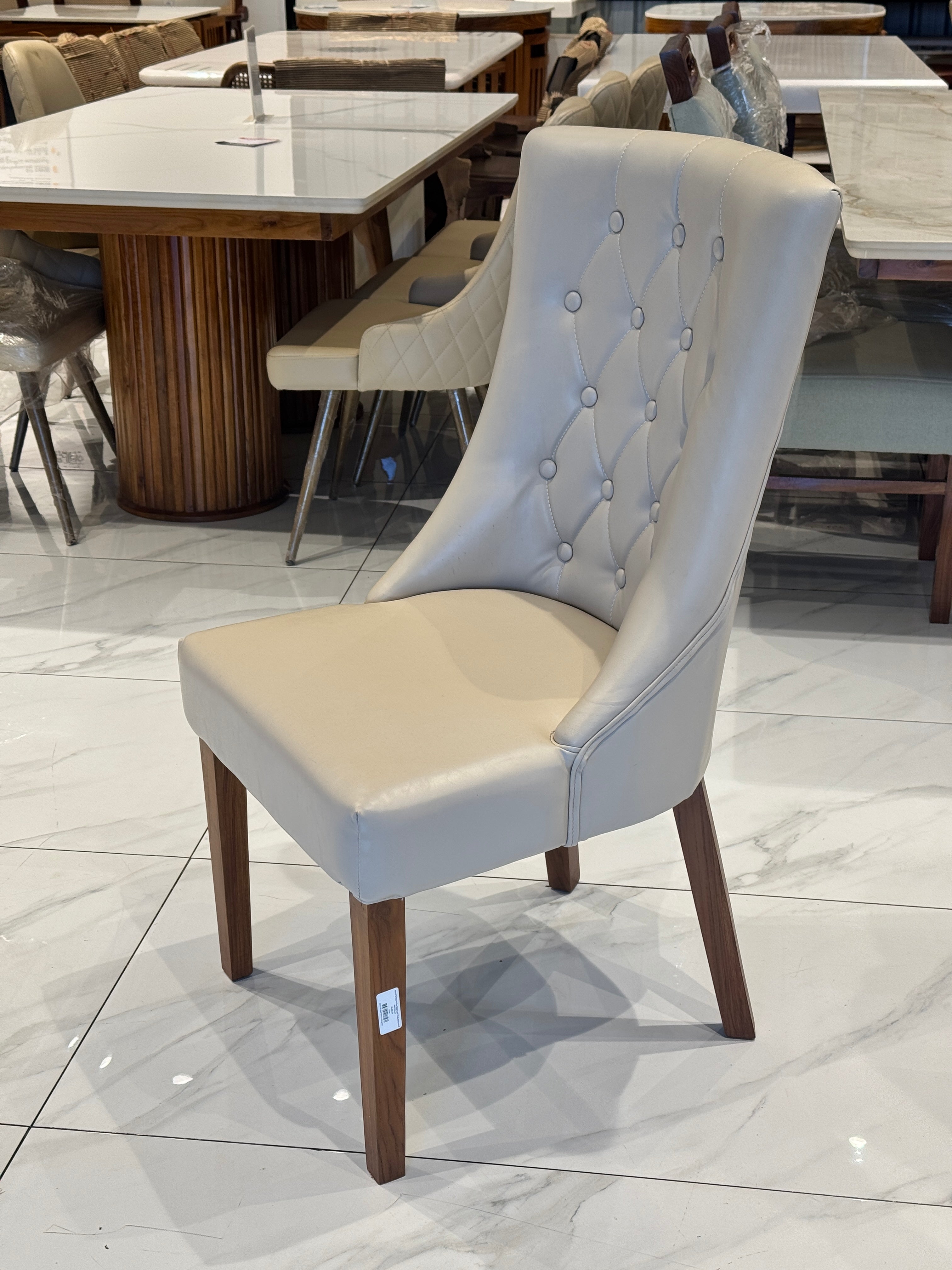 DIAMOND DINING CHAIR | SOLID TEAK WOOD | LIGHT GREY