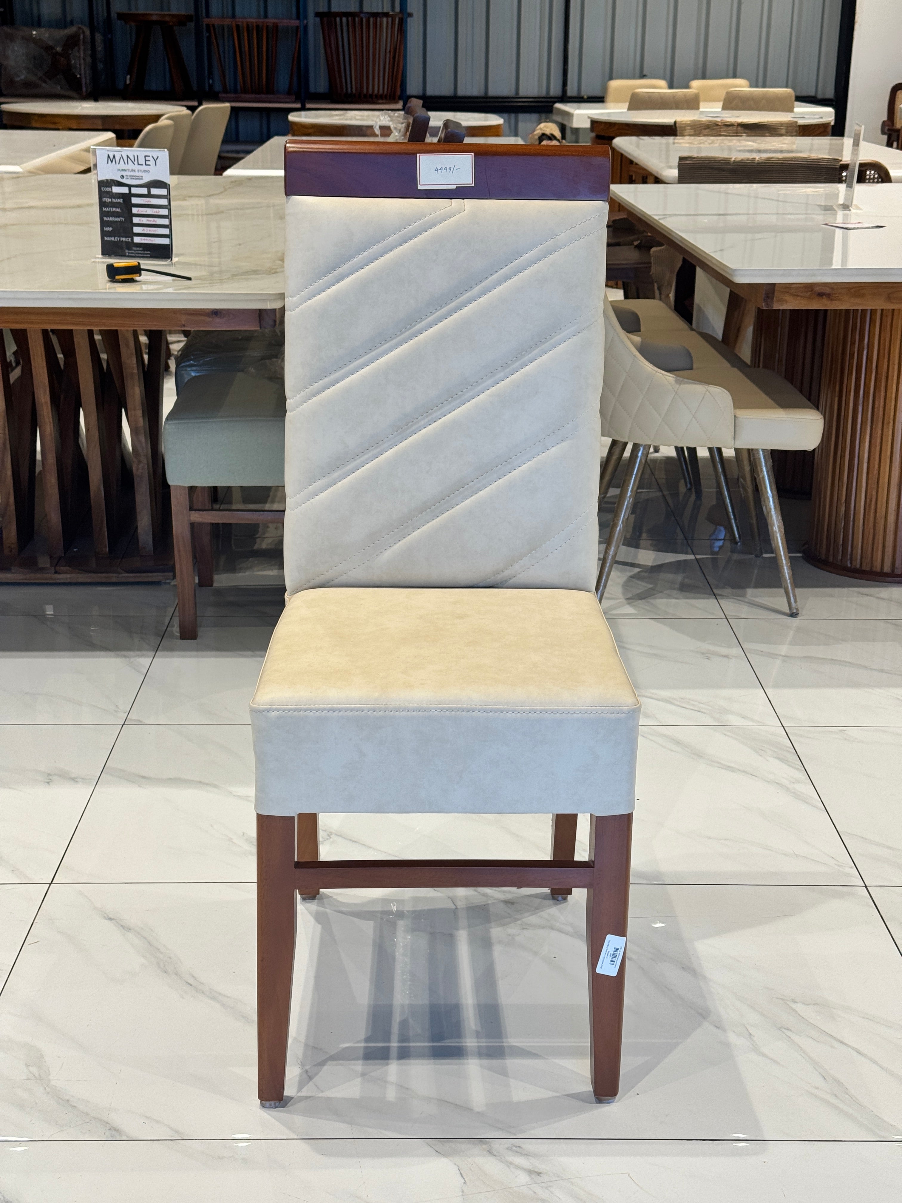 FIAC LINES CHAIR | MAHOGANY WOOD & REXIN UPHOLSTERY