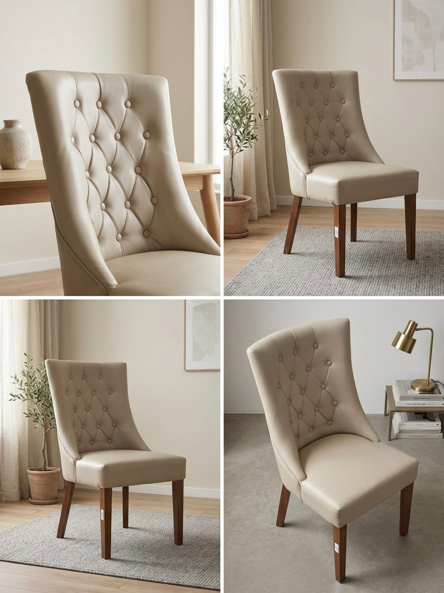 DIAMOND DINING CHAIR | SOLID TEAK WOOD | LIGHT GREY