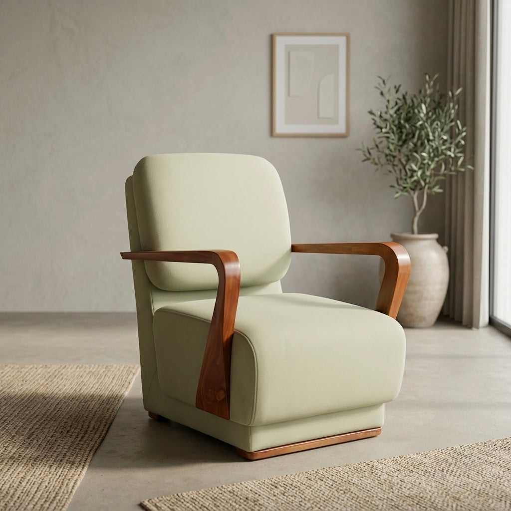 LINORA 3+1+1 GREEN COLOUR-TREATED MAHAGONY WOOD WITH FABRIC