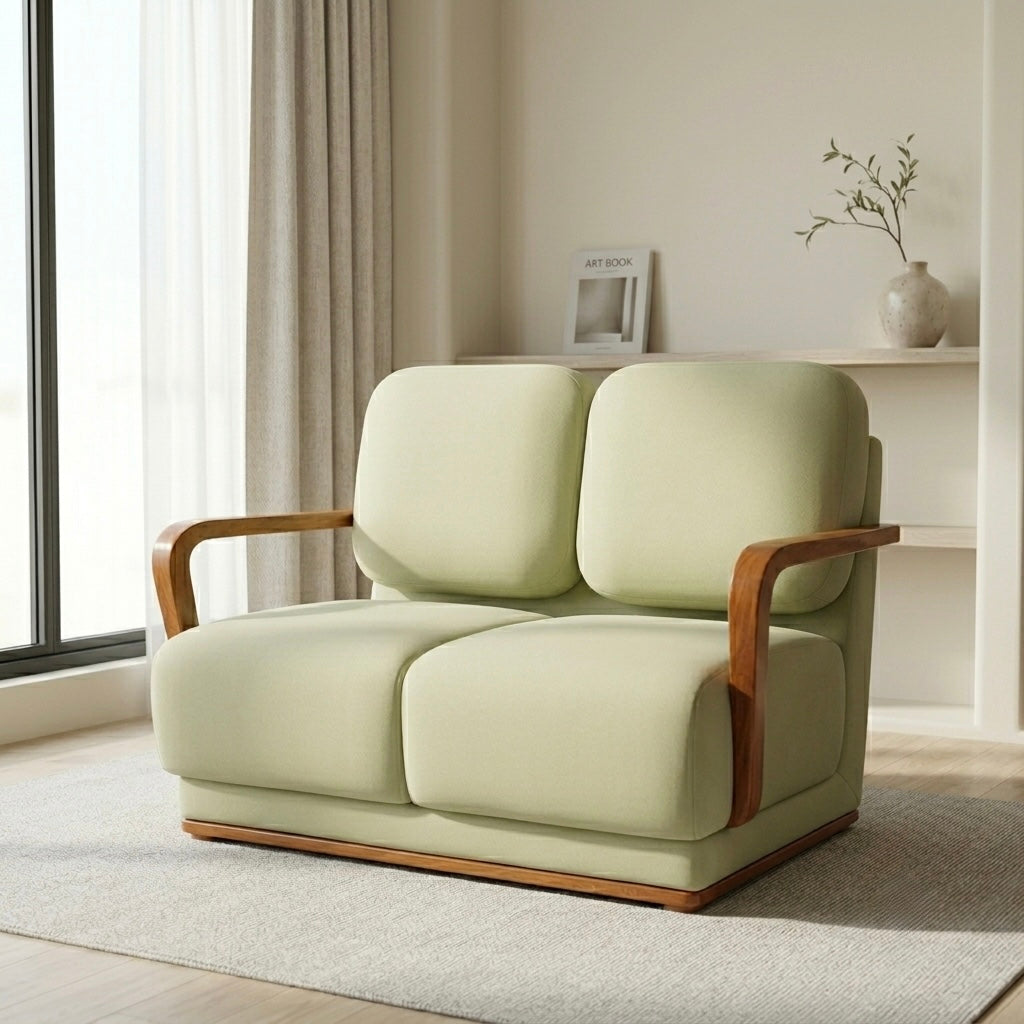 LINORA 3+1+1 GREEN COLOUR-TREATED MAHAGONY WOOD WITH FABRIC