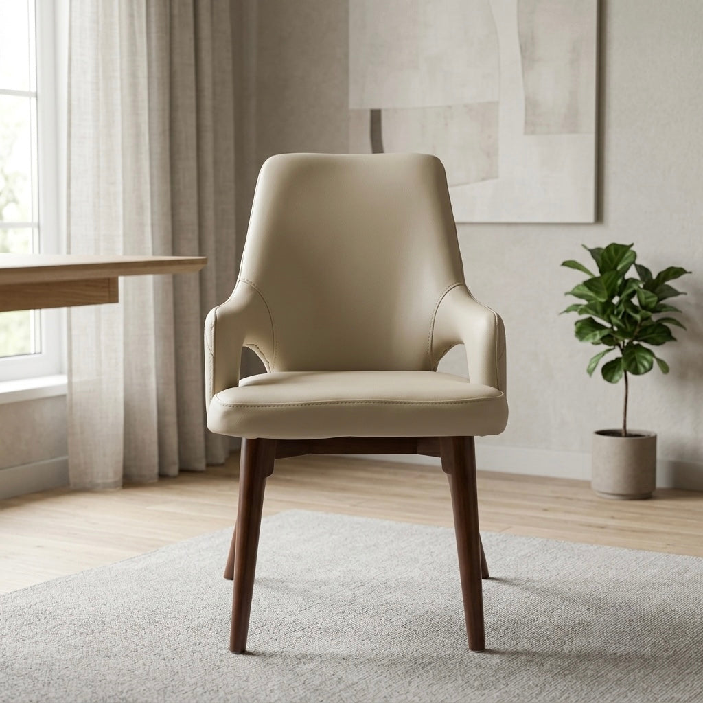 ECHO DINING CHAIR | MAHOGANY WOOD & REXIN UPHOLSTERY