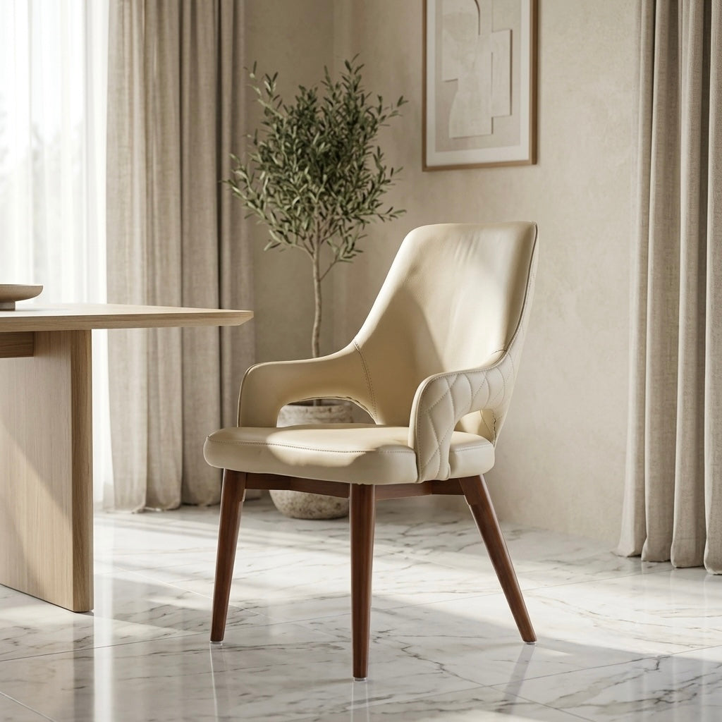ECHO DINING CHAIR | MAHOGANY WOOD & REXIN UPHOLSTERY