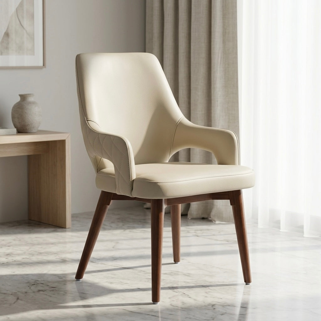 ECHO DINING CHAIR | MAHOGANY WOOD & REXIN UPHOLSTERY