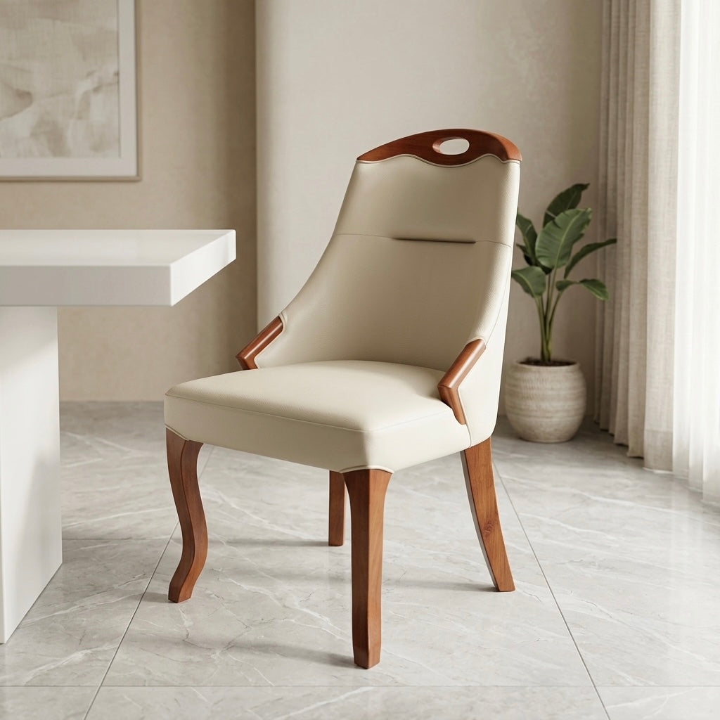 ERGO DINING CHAIR | MAHOGANY WOOD & REXIN UPHOLSTERY