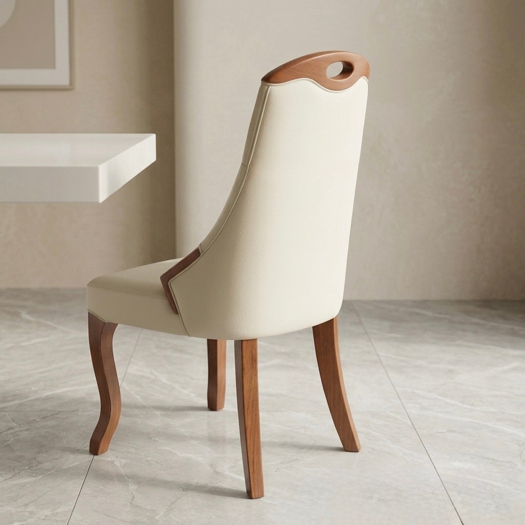 ERGO DINING CHAIR | MAHOGANY WOOD & REXIN UPHOLSTERY