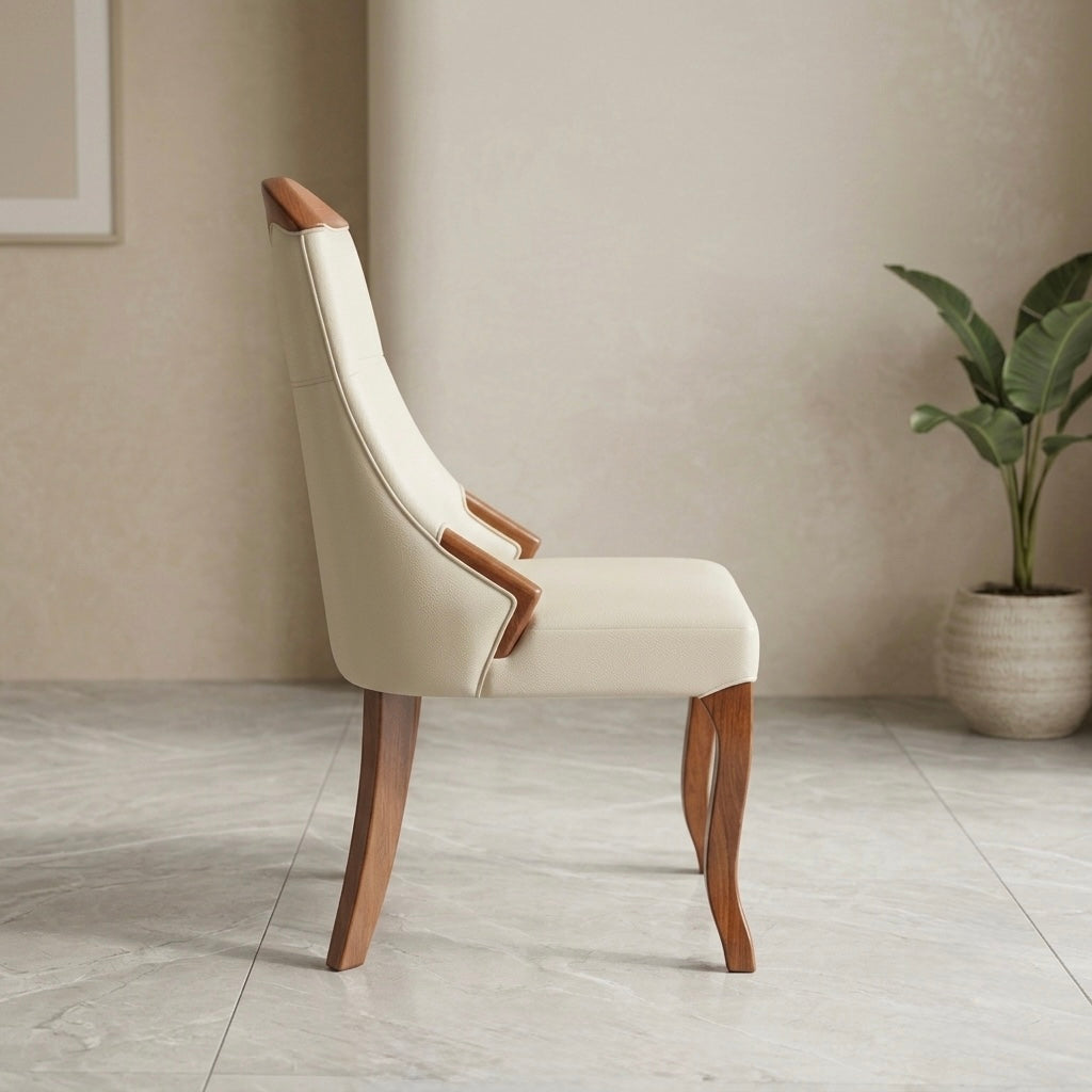 ERGO DINING CHAIR | MAHOGANY WOOD & REXIN UPHOLSTERY