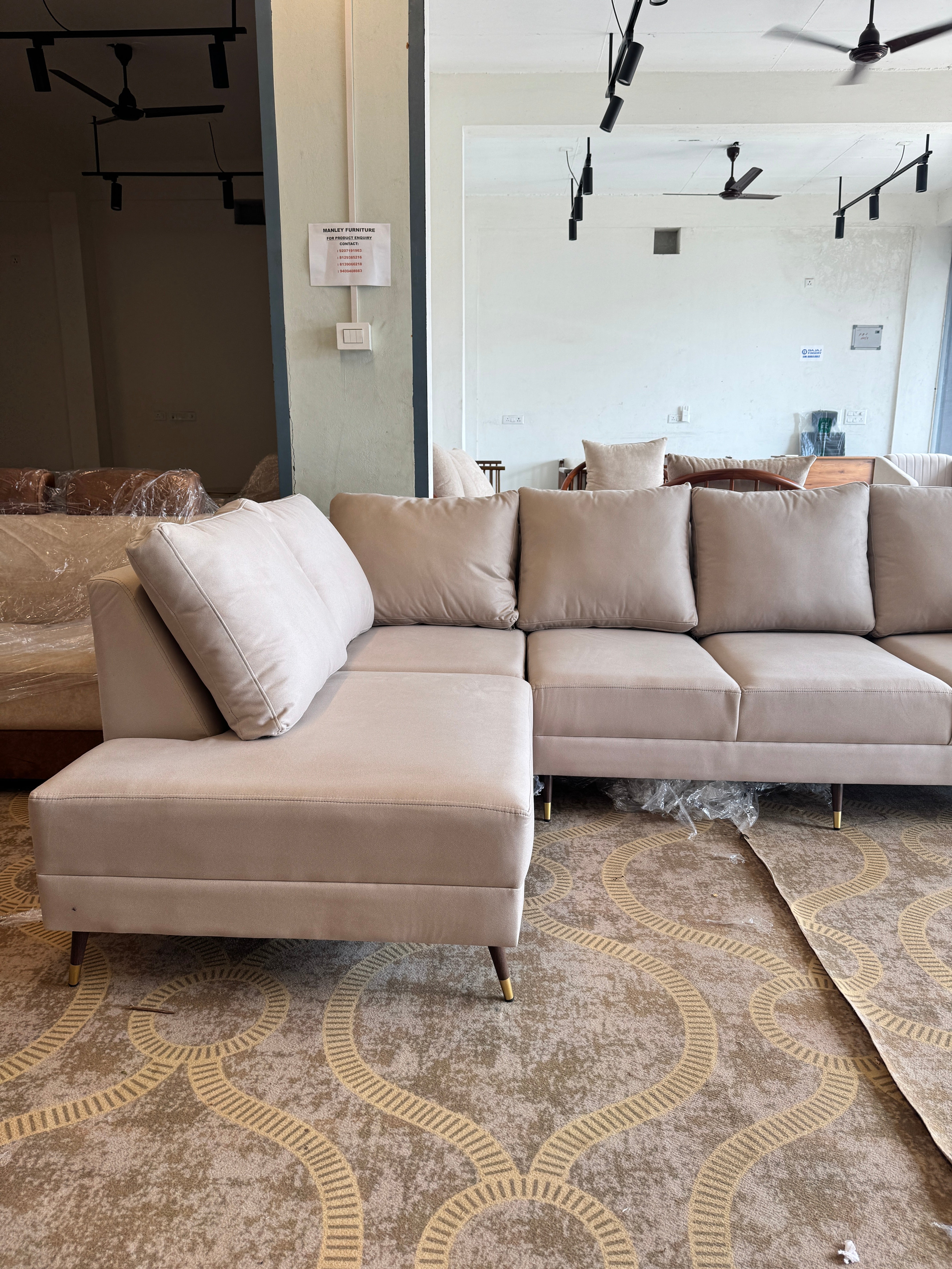 CLASSIC LAUNCHER SOFA SET | WOOD FRAME & SUEDE FABRIC | OFF WHITE