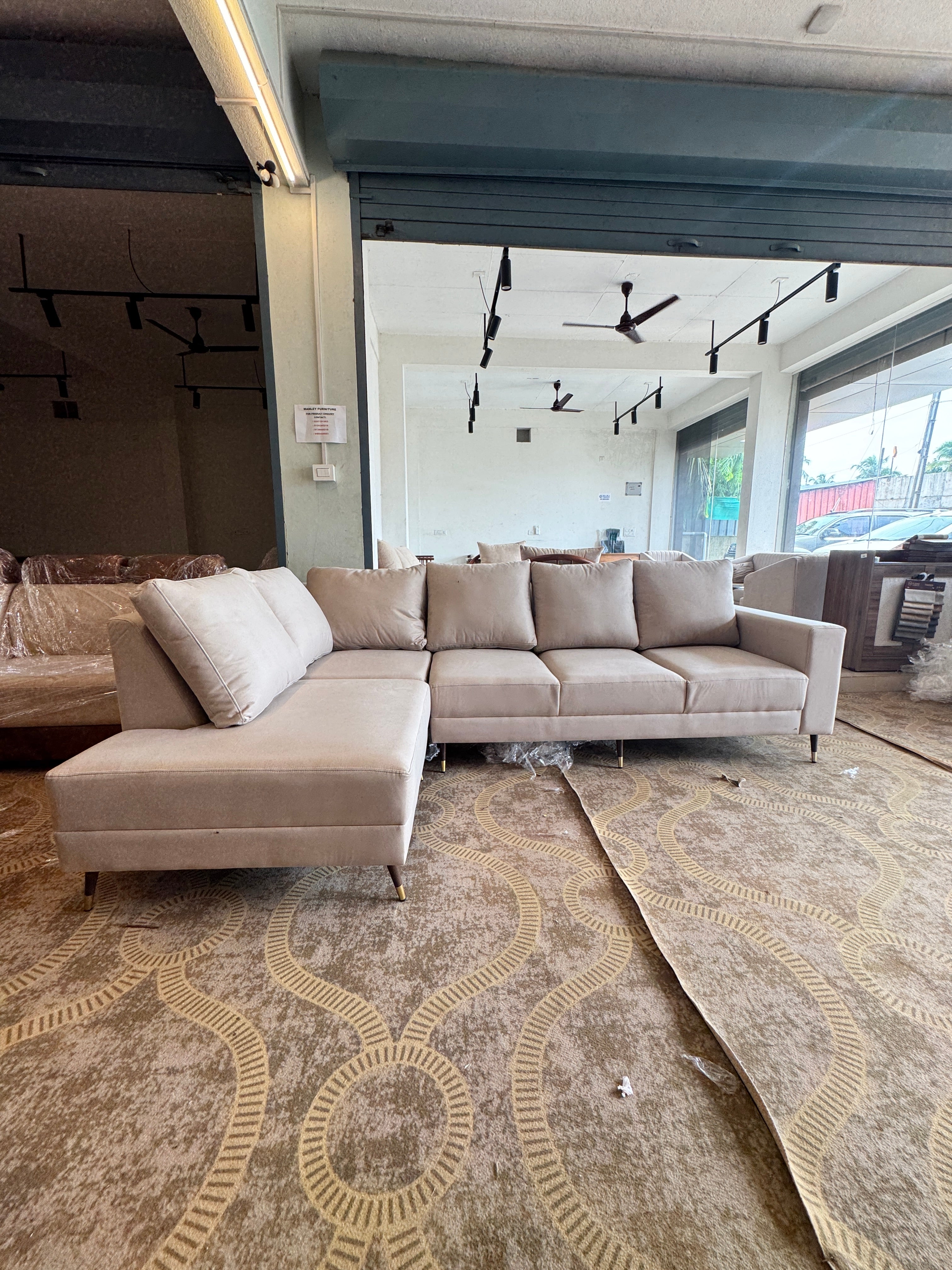 CLASSIC LAUNCHER SOFA SET | WOOD FRAME & SUEDE FABRIC | OFF WHITE