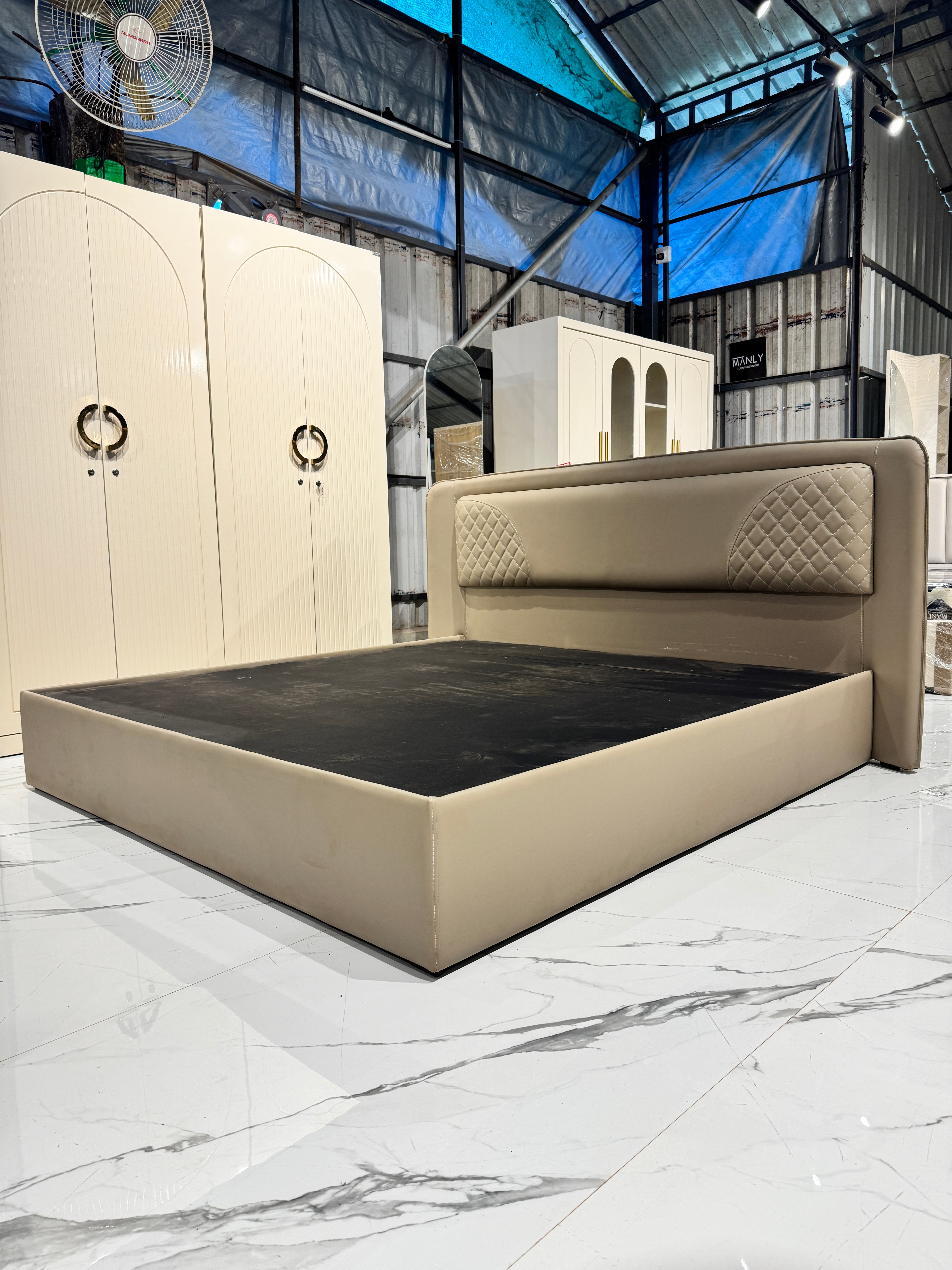 COXLEY KING SIZE COT | FULL ART LEATHER UPHOLSTERY