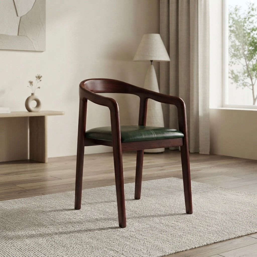 PRO ROUND SITOUT CHAIR | MAHOGANY WOOD & ART LEATHER CUSHION