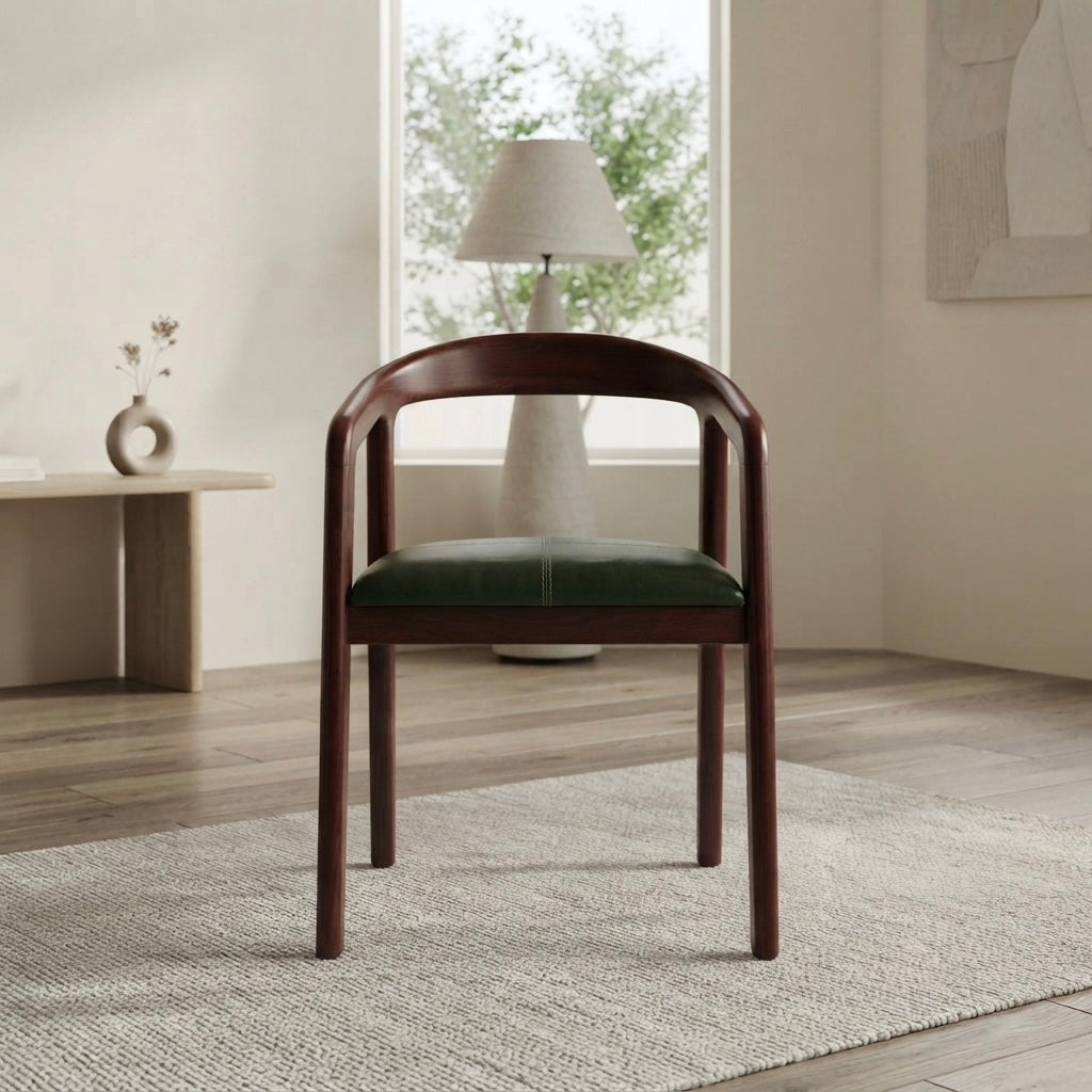 PRO ROUND SITOUT CHAIR | MAHOGANY WOOD & ART LEATHER CUSHION