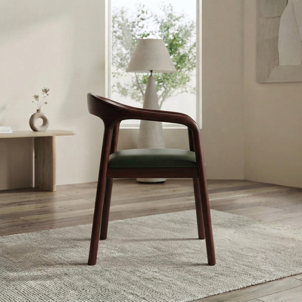 PRO ROUND SITOUT CHAIR | MAHOGANY WOOD & ART LEATHER CUSHION