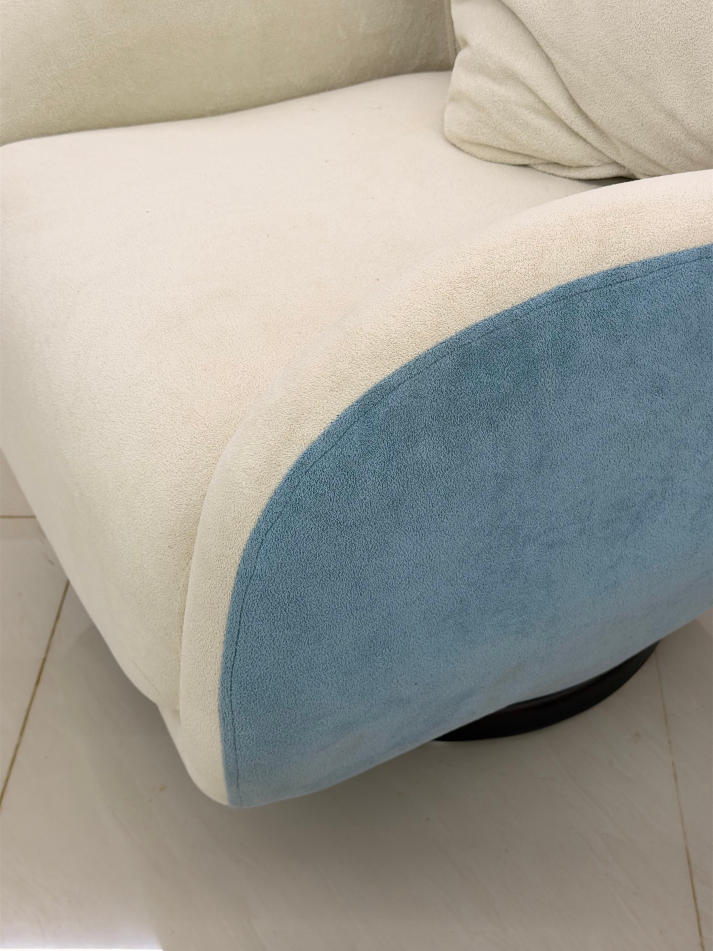 EYLON ROTATING ARM CHAIR SET | & FABRIC UPHOLSTERY