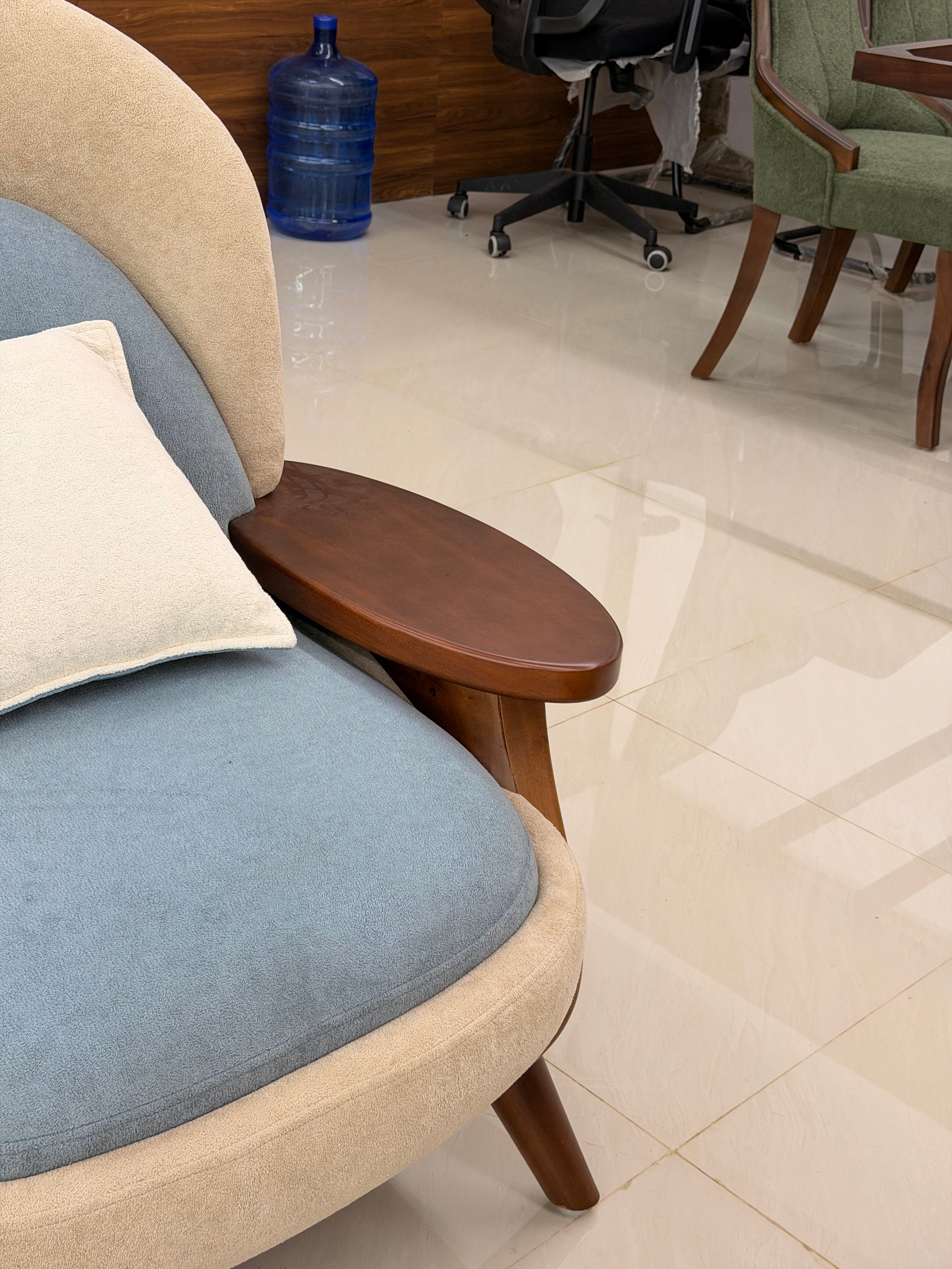 SLEEKEN ARM CHAIR SET-TREATED MAHAGONY WOOD -WITH FABRIC