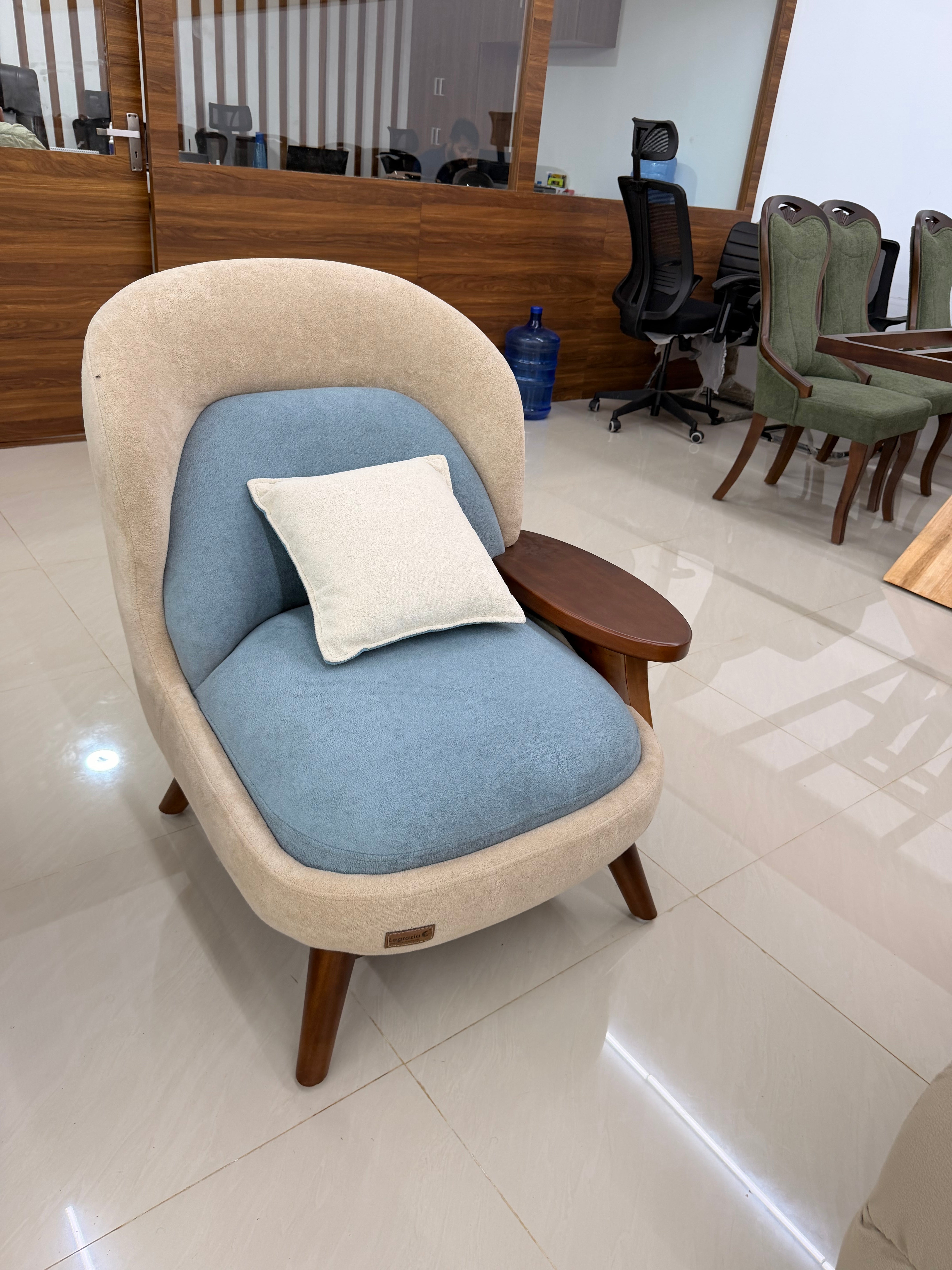 SLEEKEN ARM CHAIR SET-TREATED MAHAGONY WOOD -WITH FABRIC